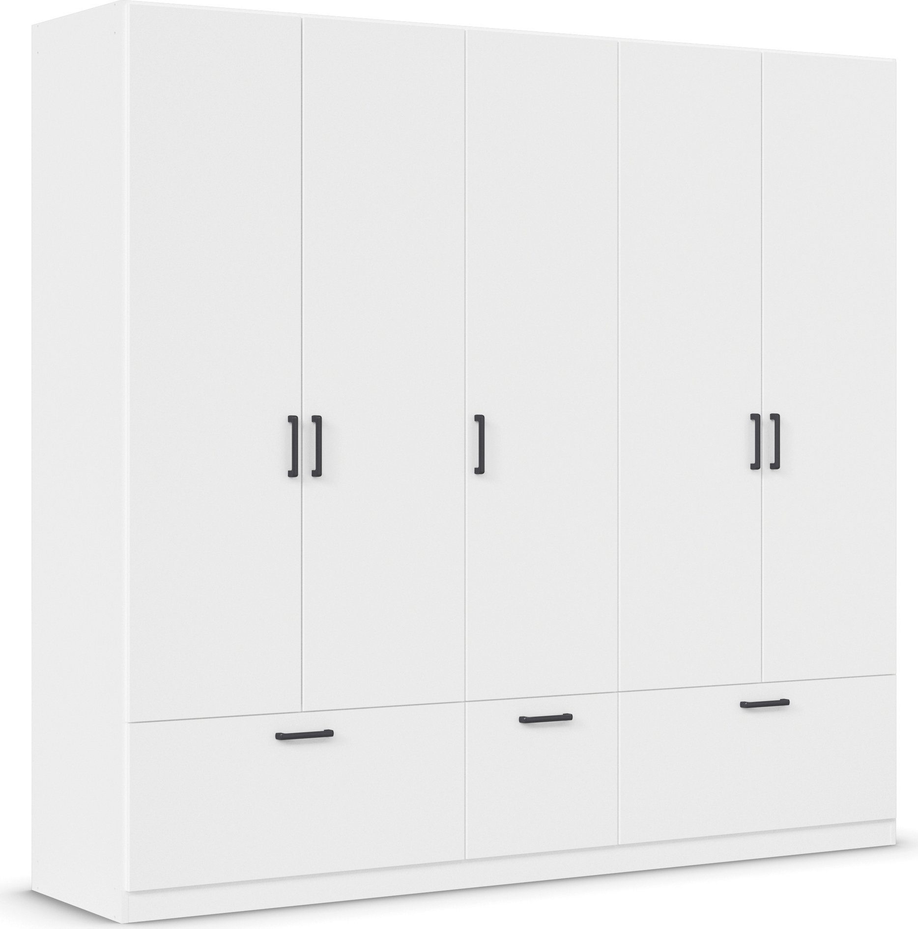 rauch Draaideurkast Kledingkast kast garderobe waskast BARI met lades en moderne greep in grijs metallic made in germany