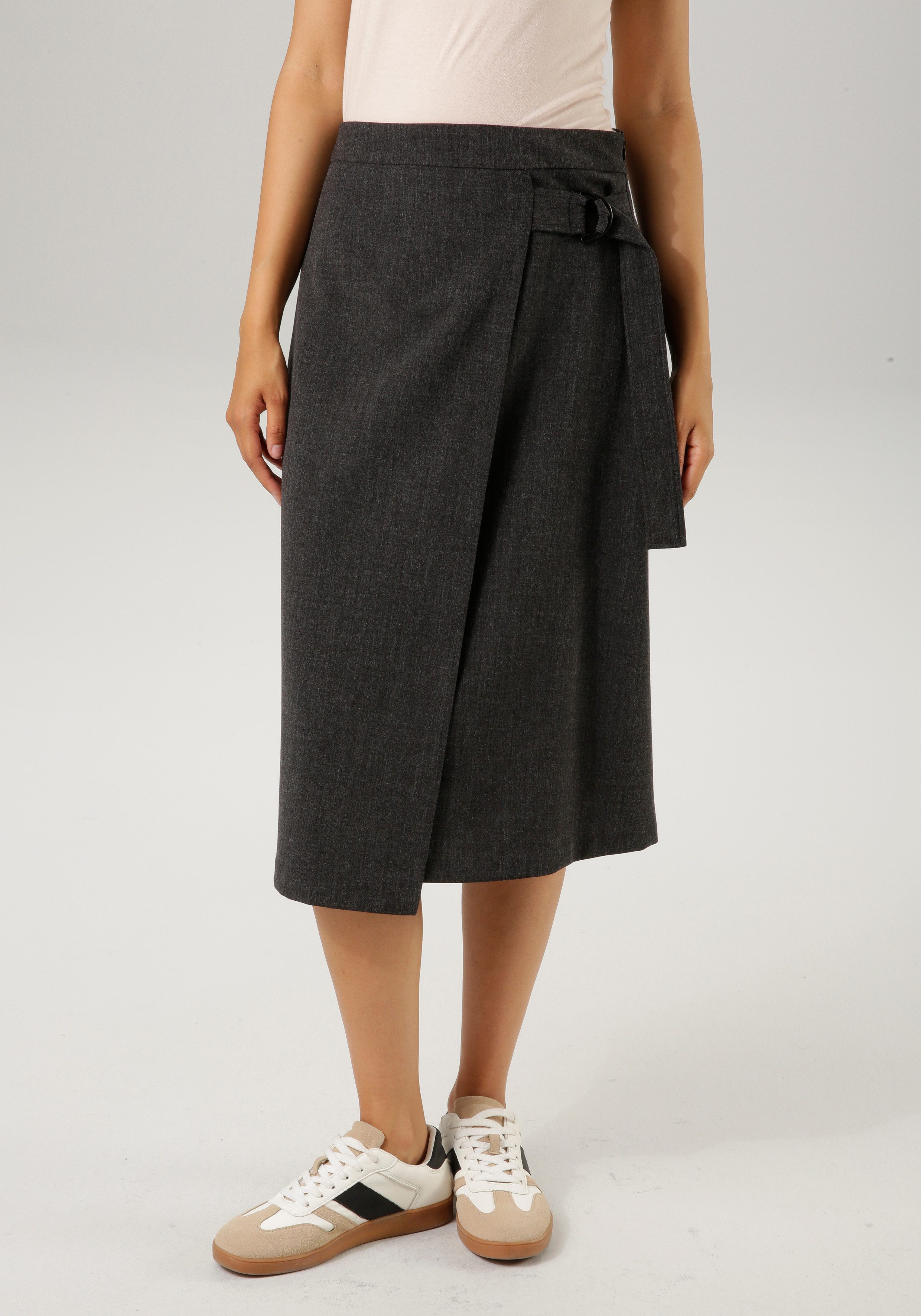 Aniston CASUAL Midirok met decoratieve gesp en bindband