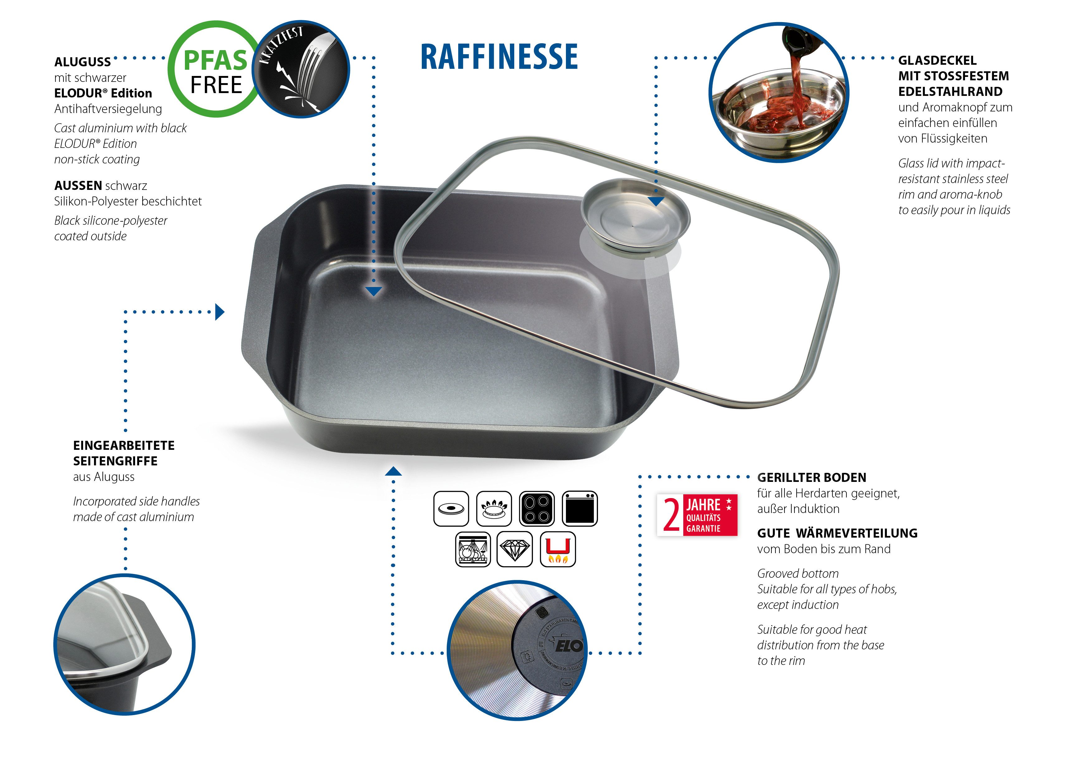Elo Braadpan Rafinesse 7 liter, aromaknop