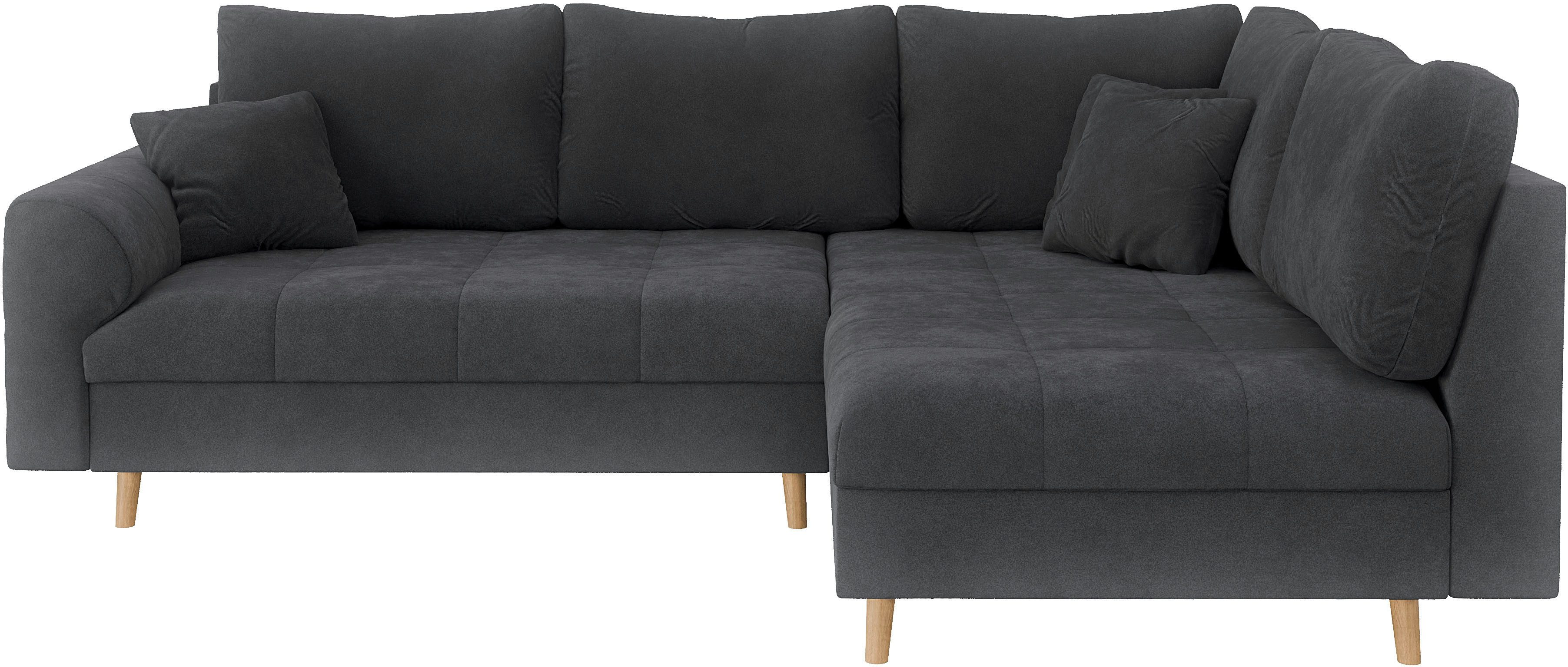Home affaire Hoekbank CHARRE L-vorm met ottomane, afmetingen B/D/H: 231/161/81 cm fijne stiksels, losse rug- en sierkussens, ook in cord en bouclé