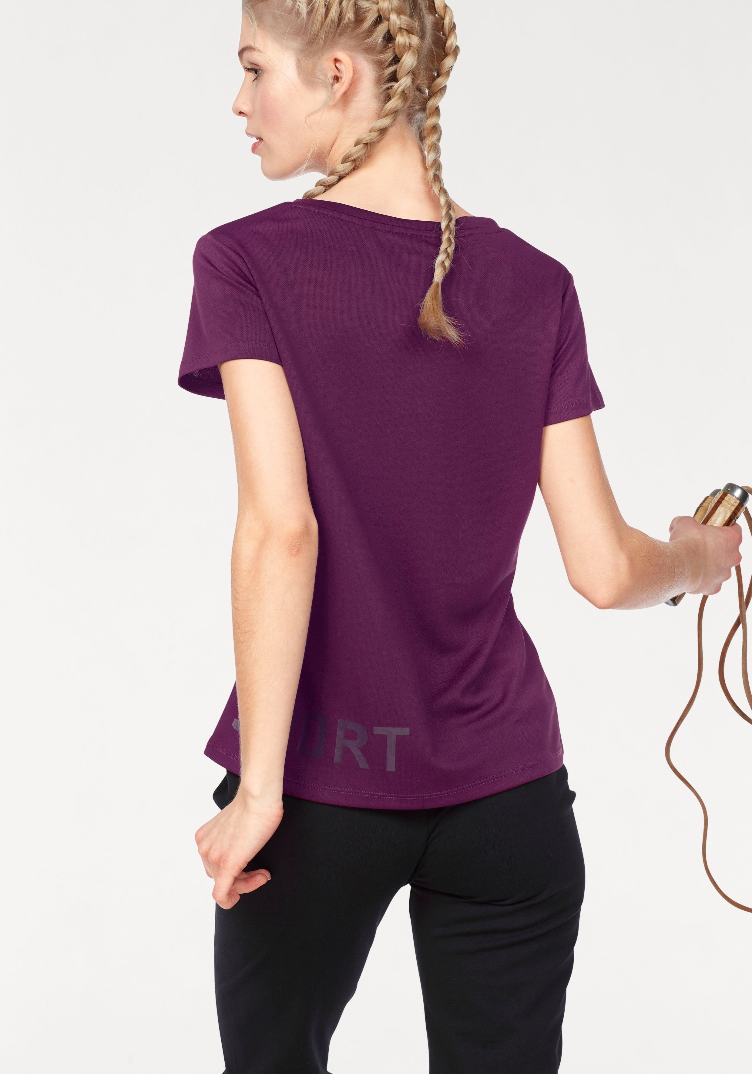H.I.S Functioneel shirt figuuraccentuerende snit, sportieve look, met trendy logoprint (Set van 2)