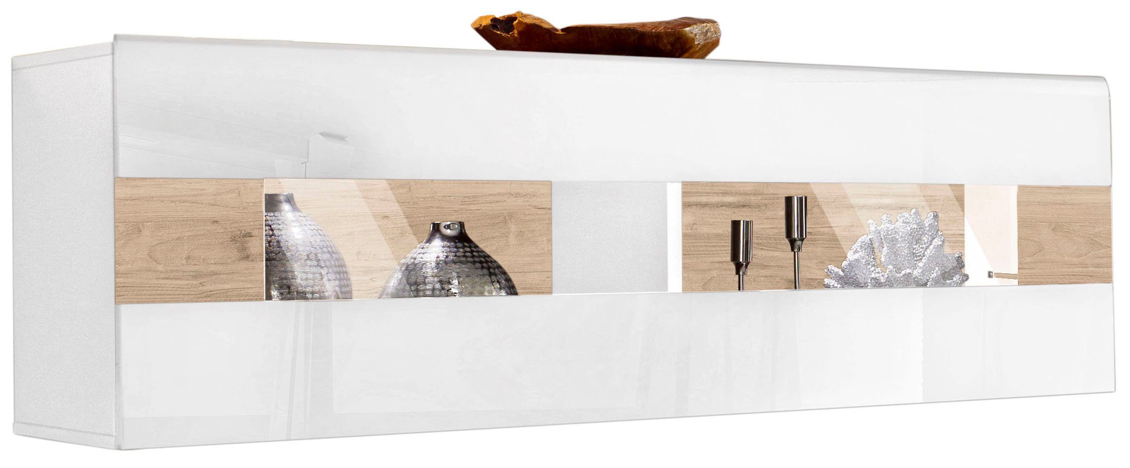 INOSIGN Hangende vitrinekast Toledo, breedte 131 cm trendy glazen vitrine met decoratieve MDF-front