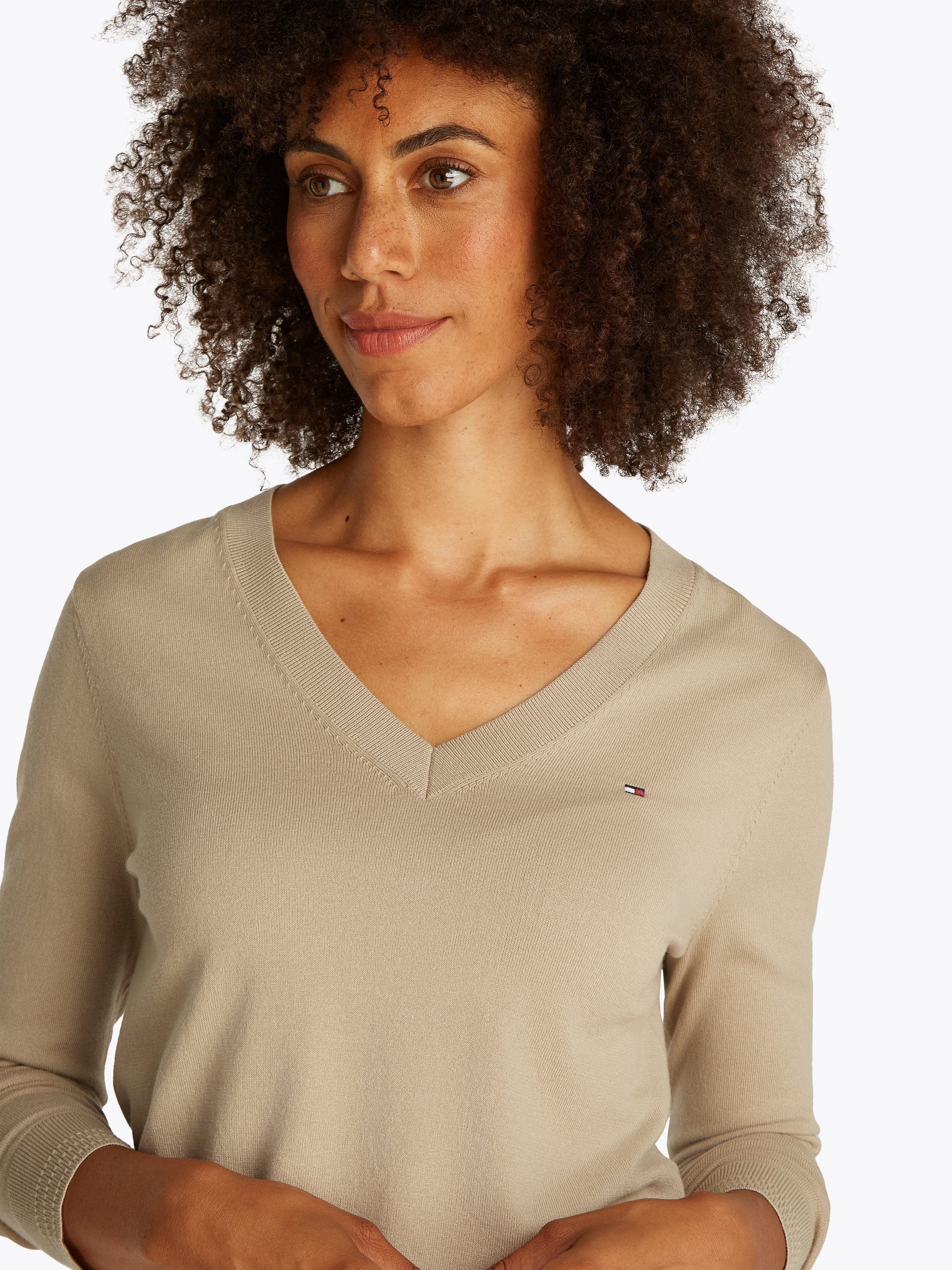 Tommy Hilfiger Trui met V-hals met logoborduursel