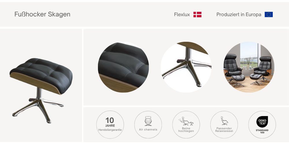 FLEXLUX Voetenbankje Skagen, beensteun voor ontspanning, premium comfort, Scandi design