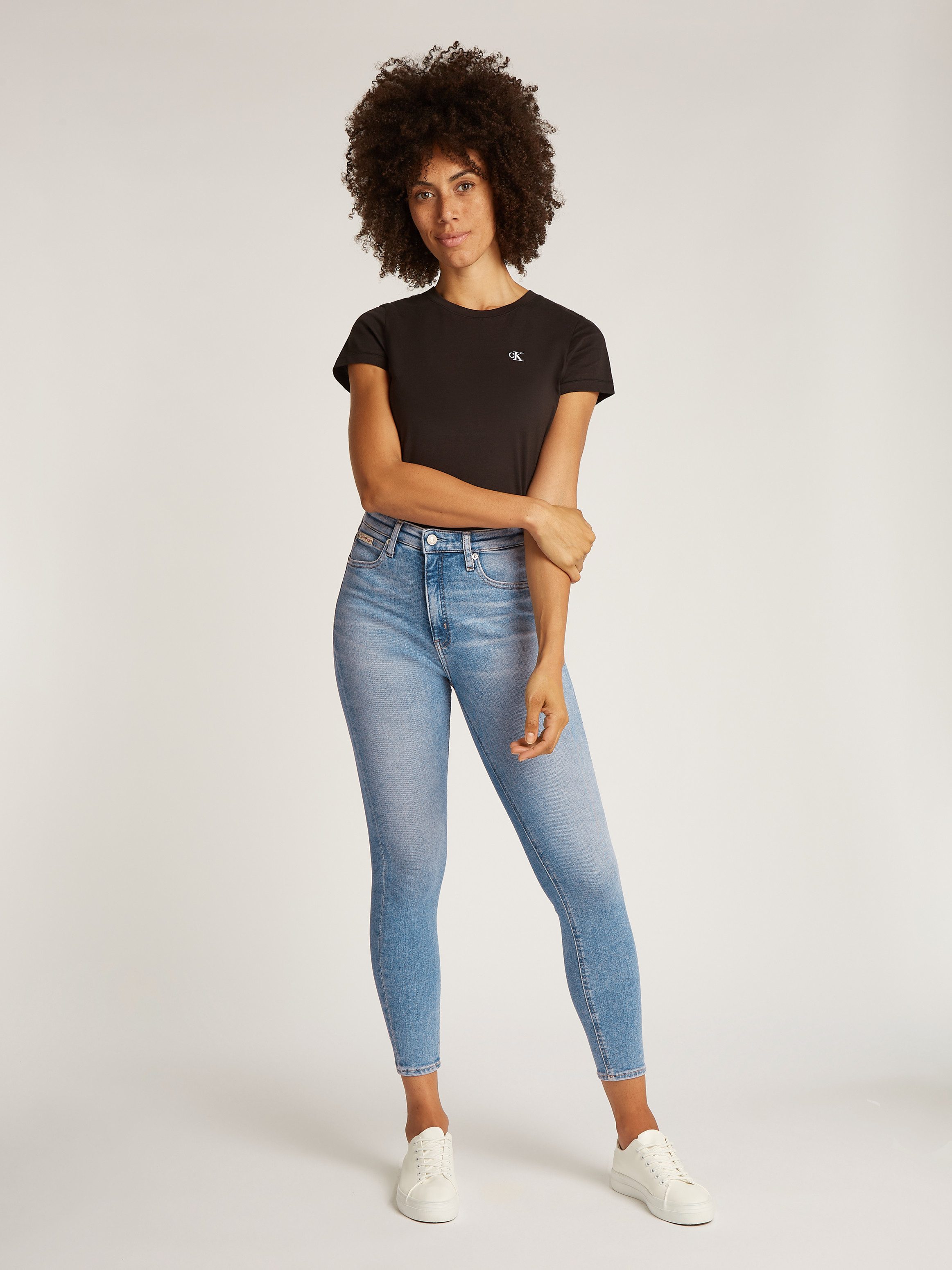 Calvin Klein Skinny fit jeans HIGH RISE SUPER SKINNY ANKLE met stone-wash look met muntzakje