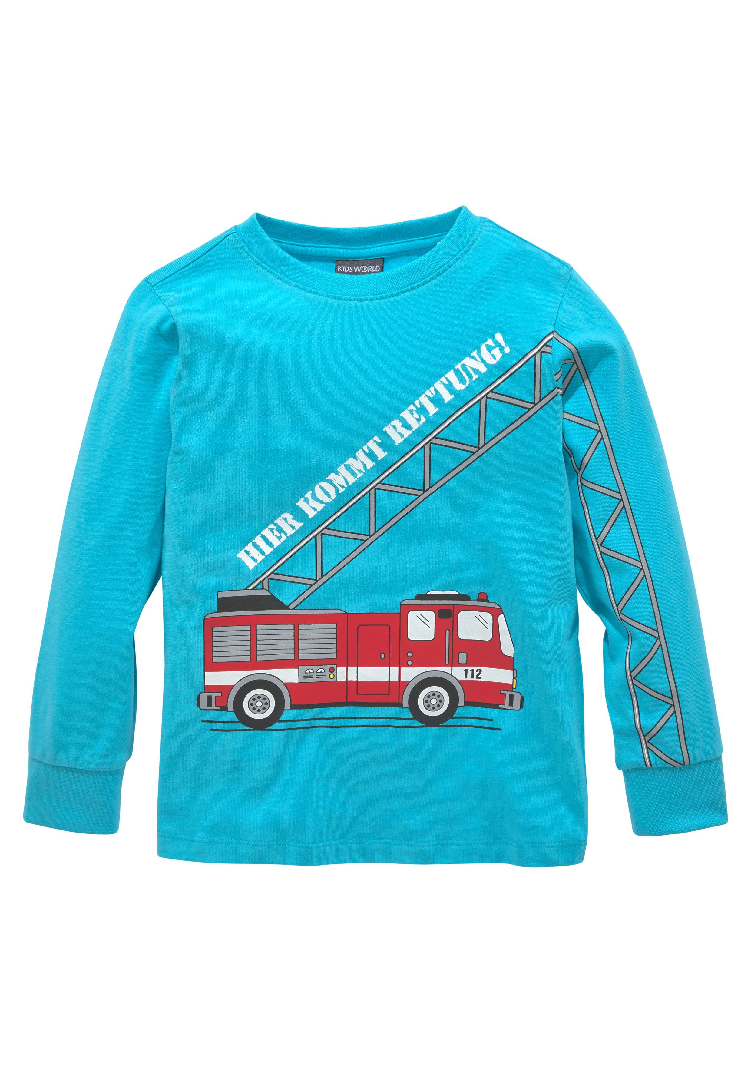KIDSWORLD Shirt met lange mouwen HIER KOMMT RETTUNG Lange mouwen, basic pasvorm, frisse print