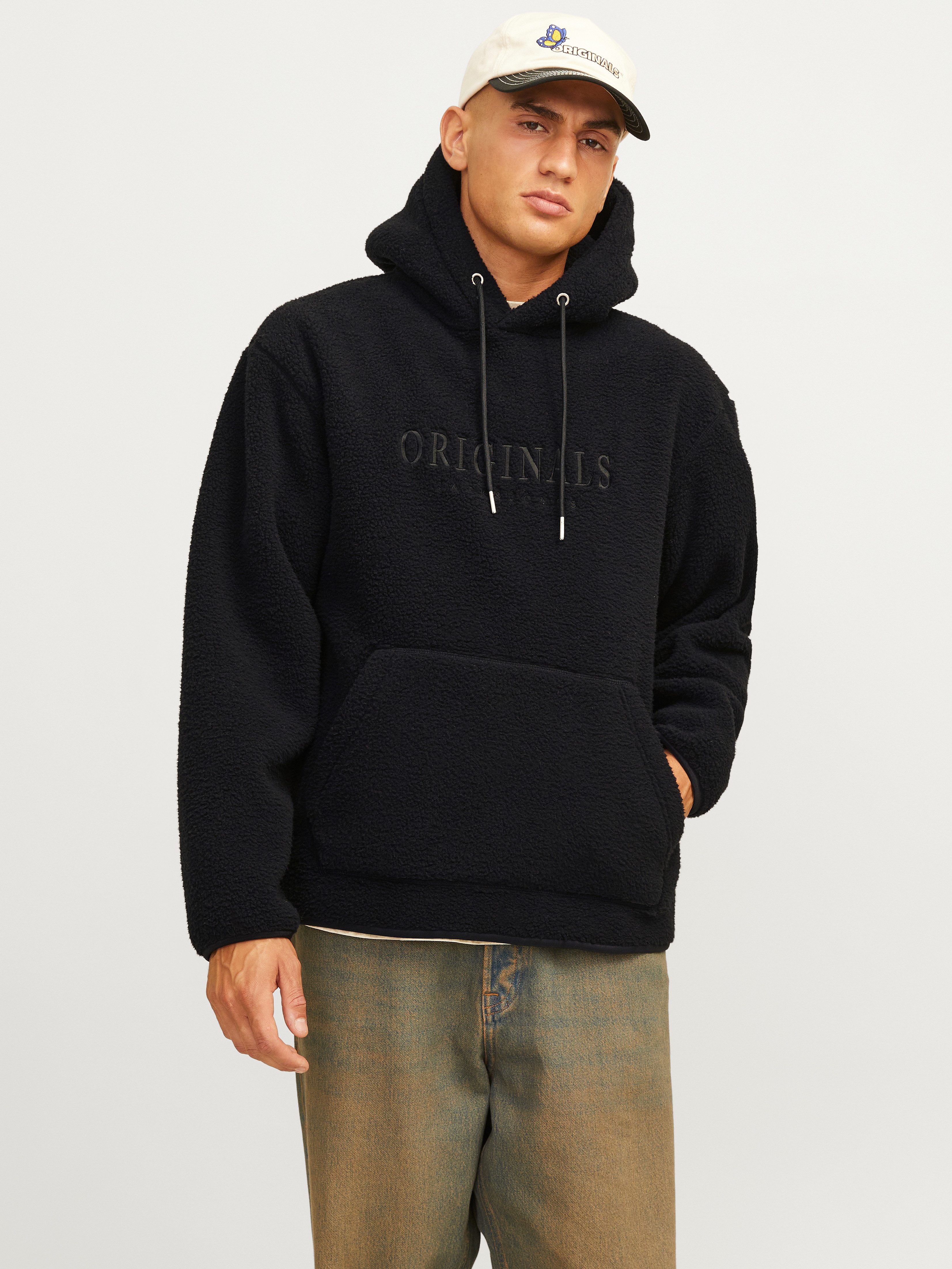 Jack & Jones Hoodie JORFREDERIKSBERG TEDDY SWEAT HOOD SN heren hoodies maat XS zwart
