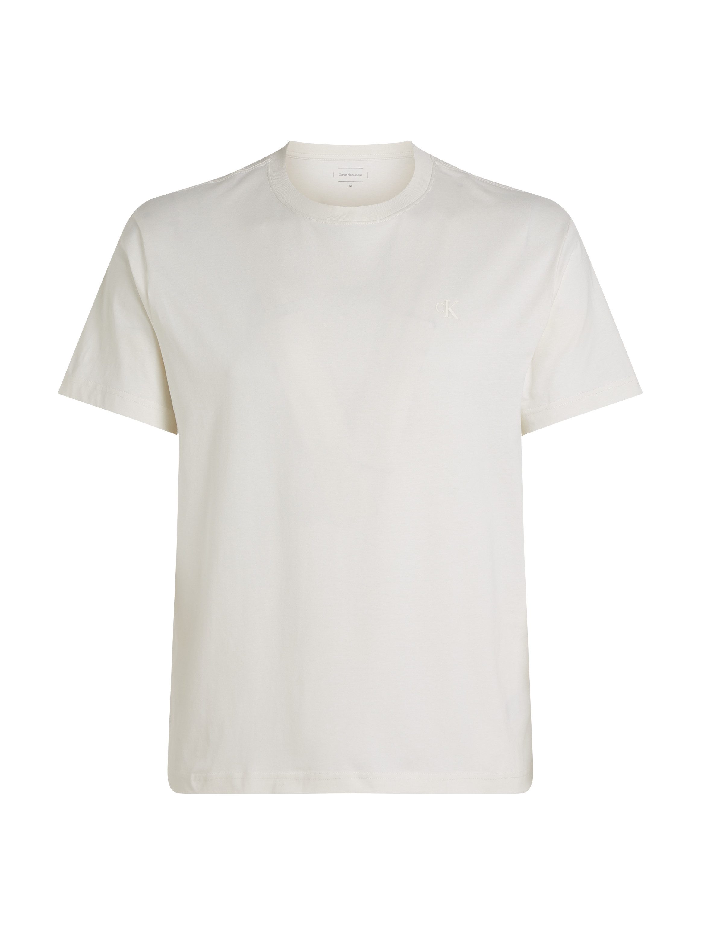 Calvin Klein Jeans Plus T-shirt Plus Textured Monologo Tee in grote maten met rugprint