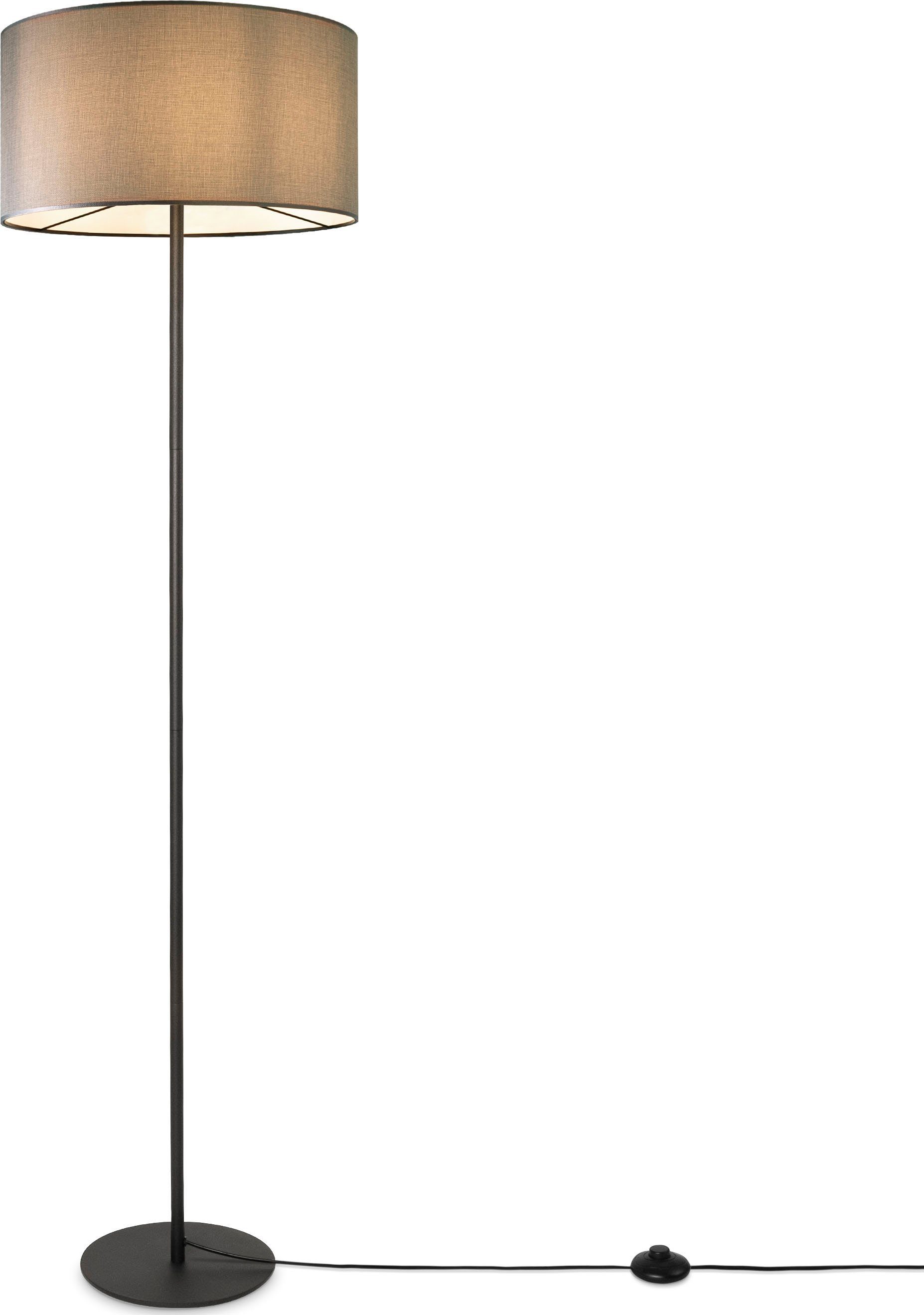 Paco Home Staande lamp LUCA CANVAS UNI COLOR Lampenkap stof woonkamer leeslamp kantoor E27 vloerlamp