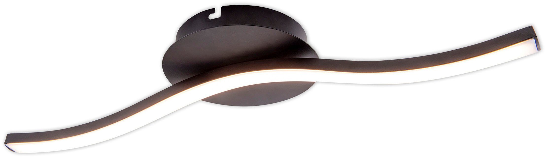 näve Led-plafondlamp Onda Plafondlamp, wandlamp warmwit, L: 45 cm, 6W, zwart-mat, IP20 (1 stuk)