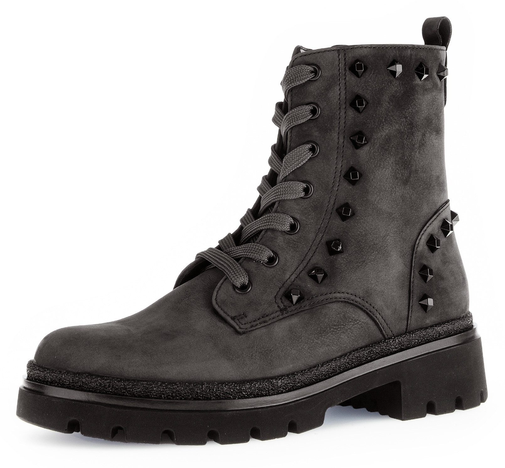 Gabor Veterschoenen Florence blokhak, veterschoen, comfort schoen in breedte g (= breed) dames veterlaarsjes maat 38 EU grijs
