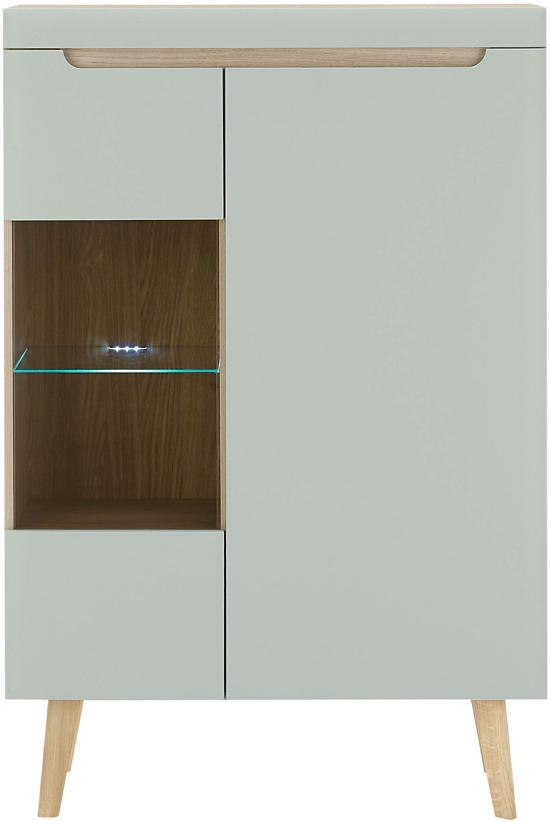 INOSIGN Vitrinekast Torge, hoge kast, glazen vitrine, staande vitrine, vitrinekast in drie verschillende kleuren beschikbaar, glazen deur & -bodem, 90 cm breed (1 stuk)