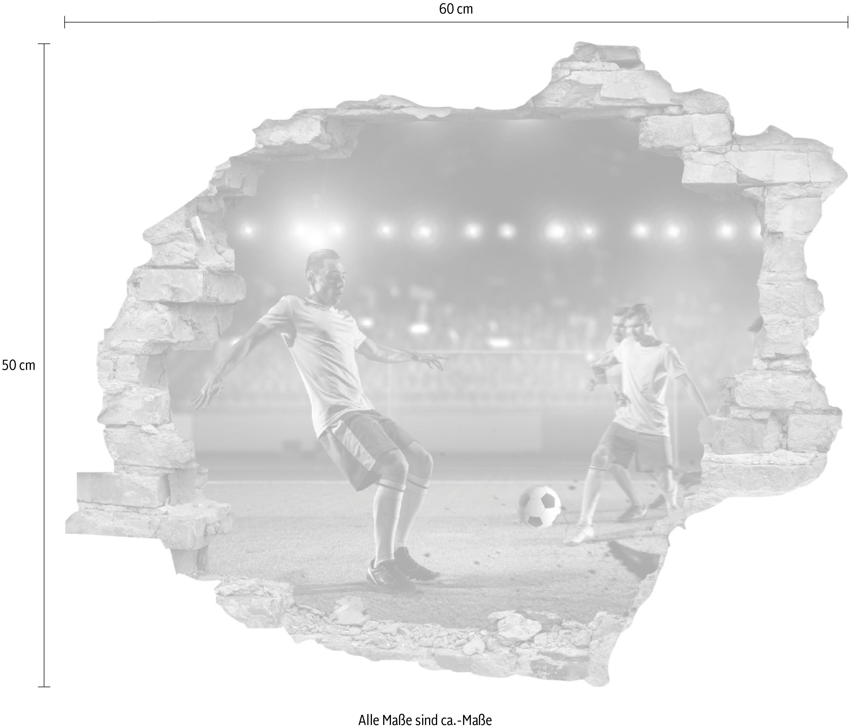 queence Wandfolie Voetbal Muursticker, muurdecoratie, zelfklevend, 3D, muurdurchbraak (1 stuk)