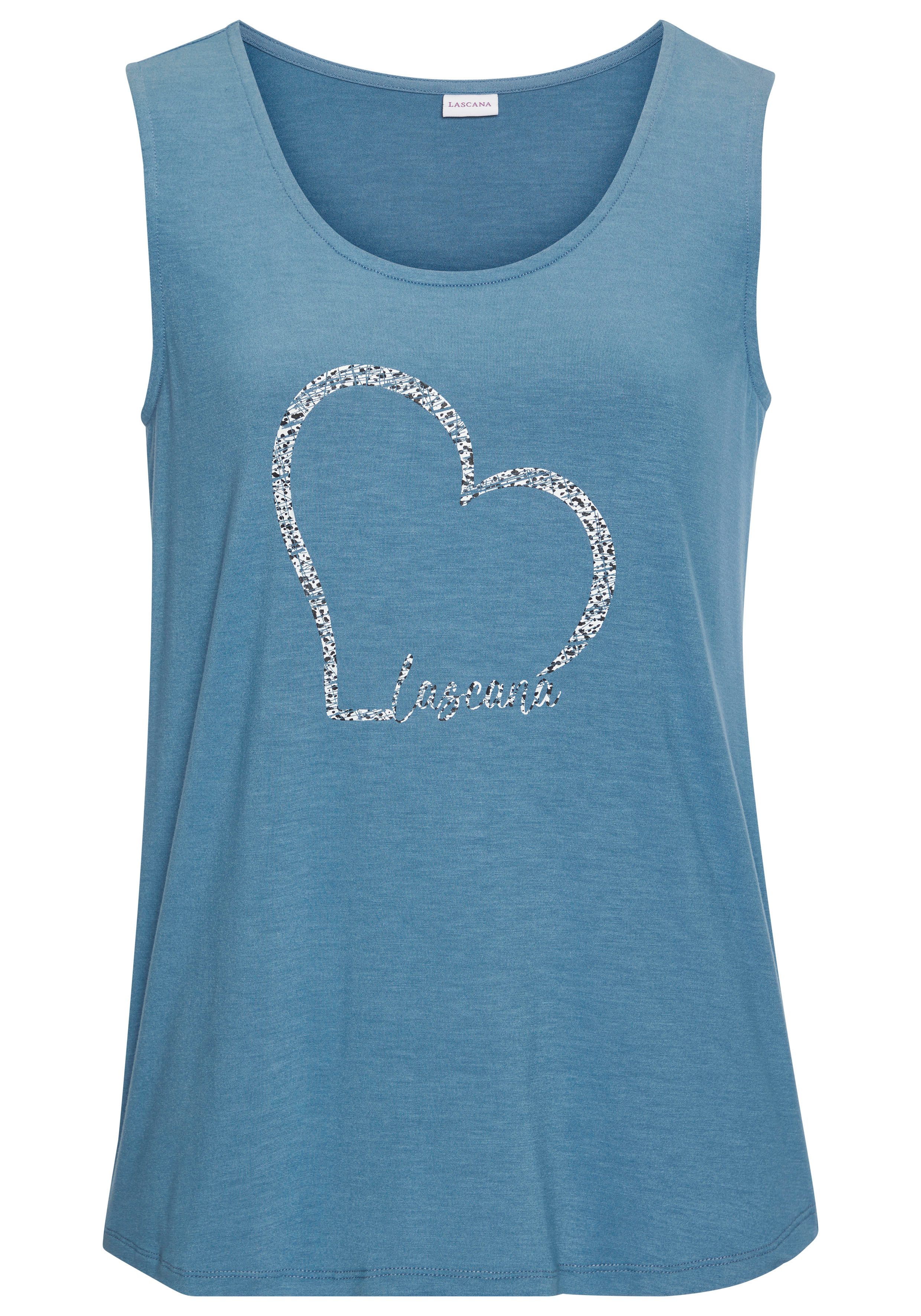 Lascana Top Met Lascana hartprint van zachte viscose-stretch