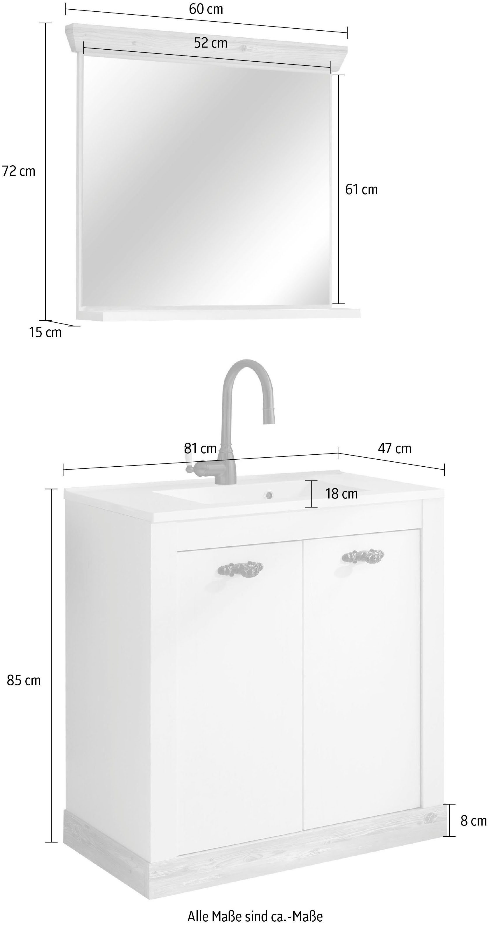 Home affaire Badkamerserie Florenz, Bad im Landhausstil, 2-teiliges Badezimmer (2-delig)