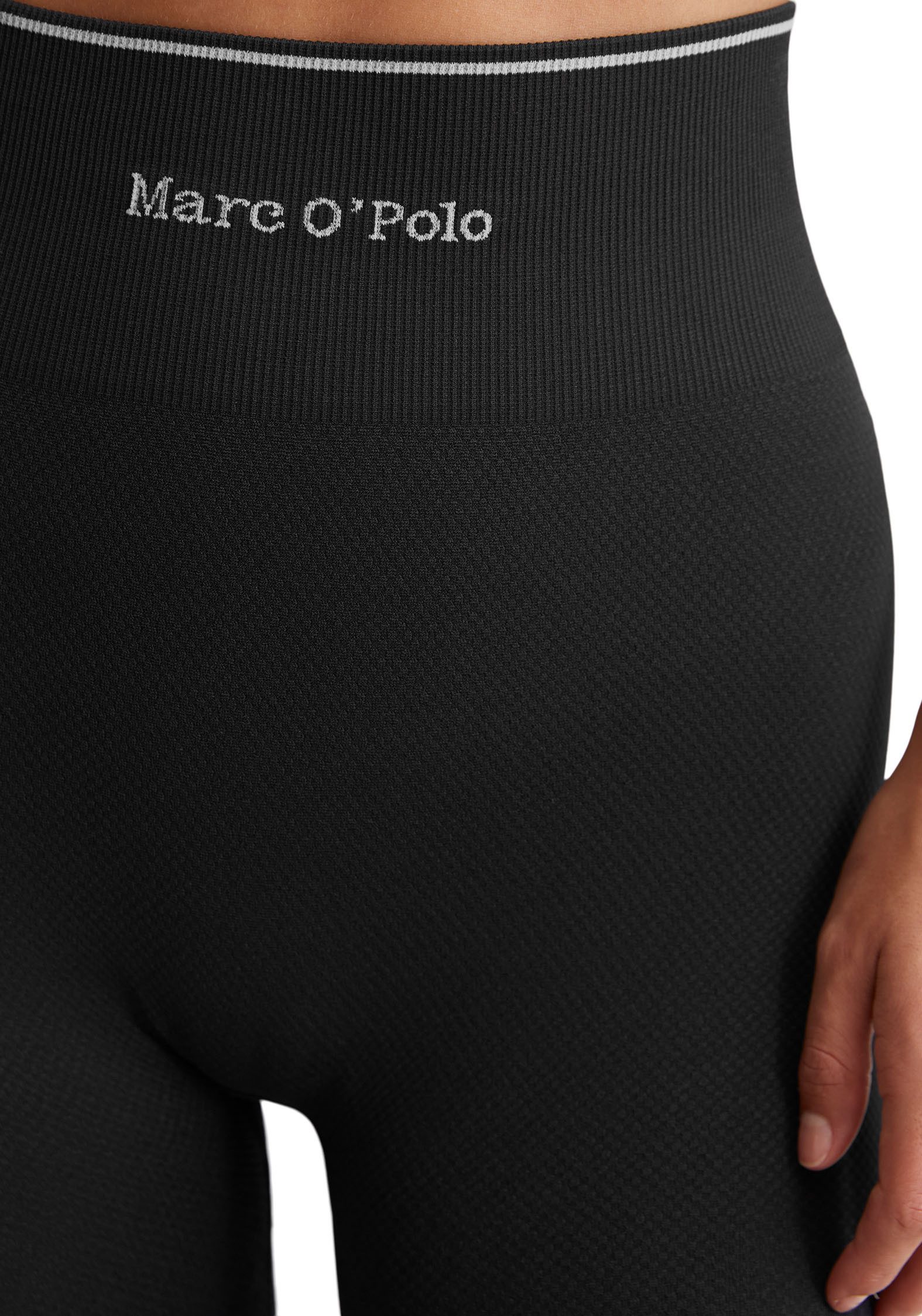 Marc O'Polo Legging Seamless Waffle met contrasterende streep en ingebouwd logo