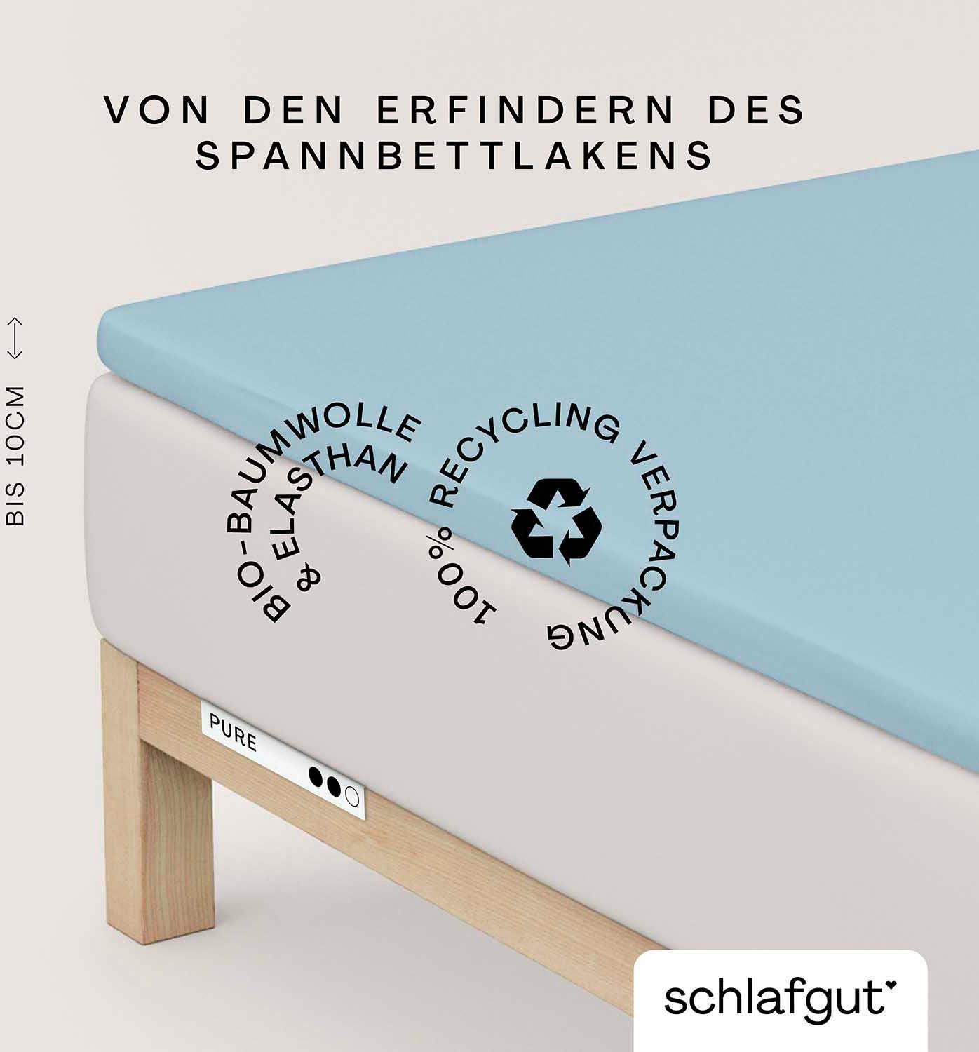 Schlafgut Hoeslaken PURE TOPPER in maat 90x200, 140x200 of 180x200 cm, hoes voor topper van 100% biologische katoen, voor matrassen tot 10 cm hoogte,