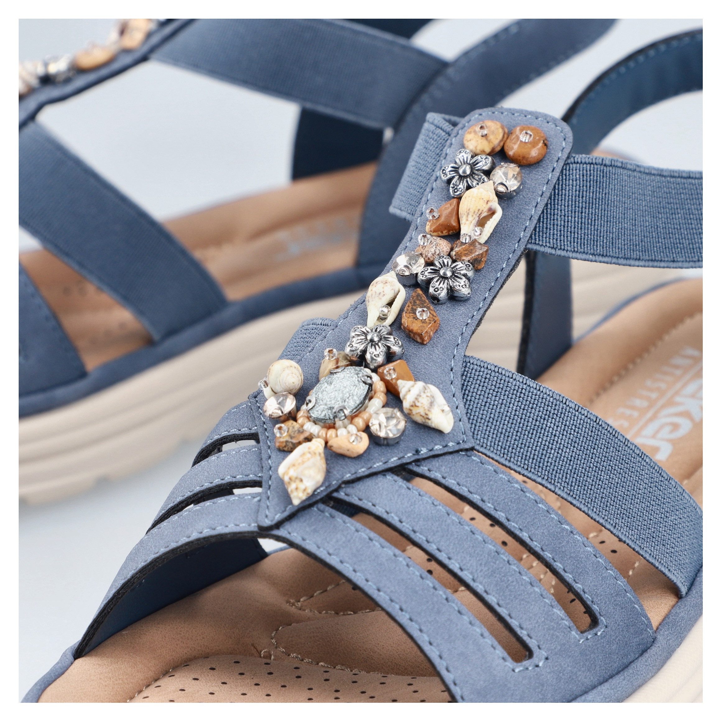 Rieker Sandalen , zomer schoen, riemchensandalette, sieradenversiering, elastische banden