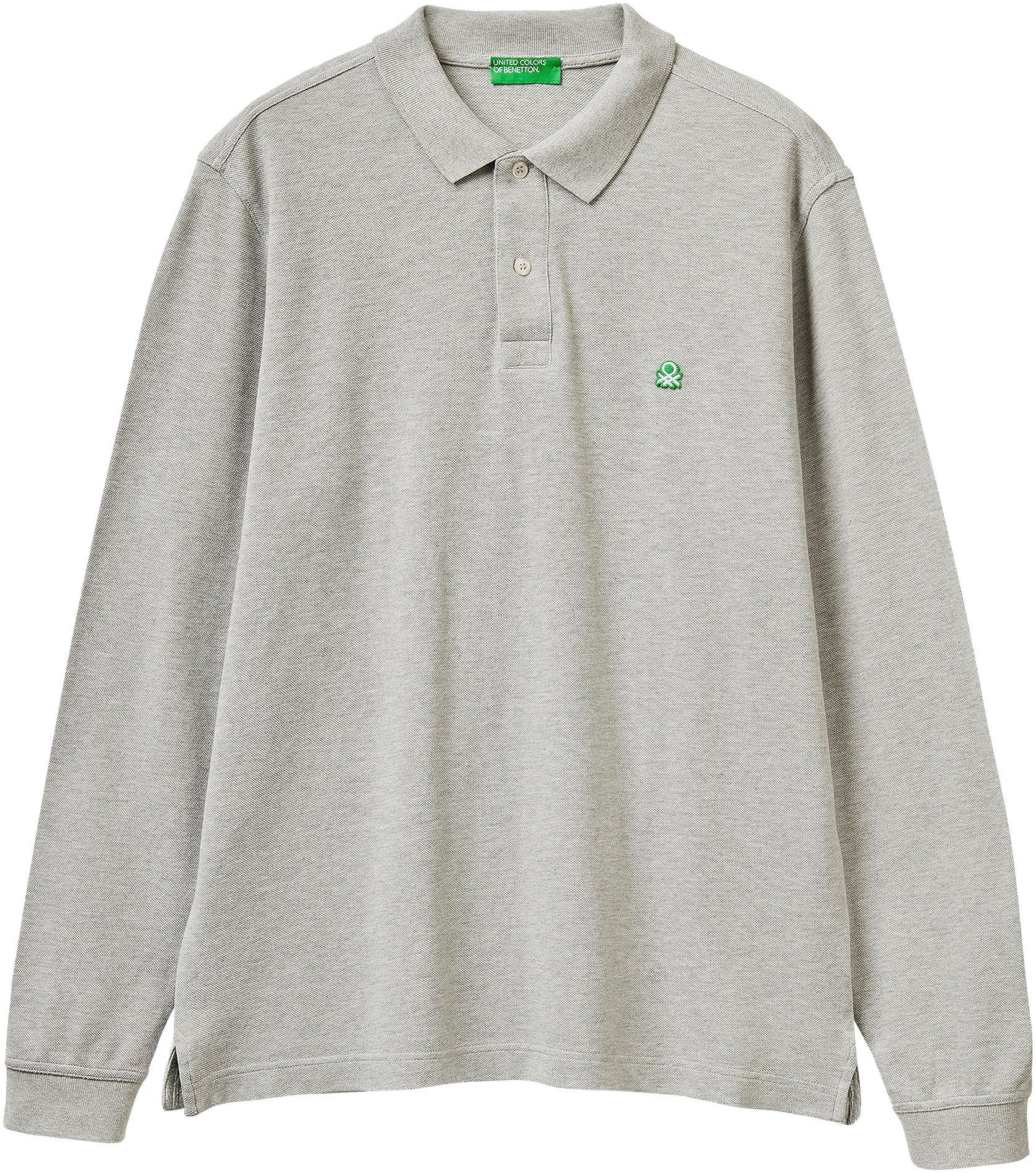United Colors of Benetton Poloshirt met lange mouwen met splitjes opzij