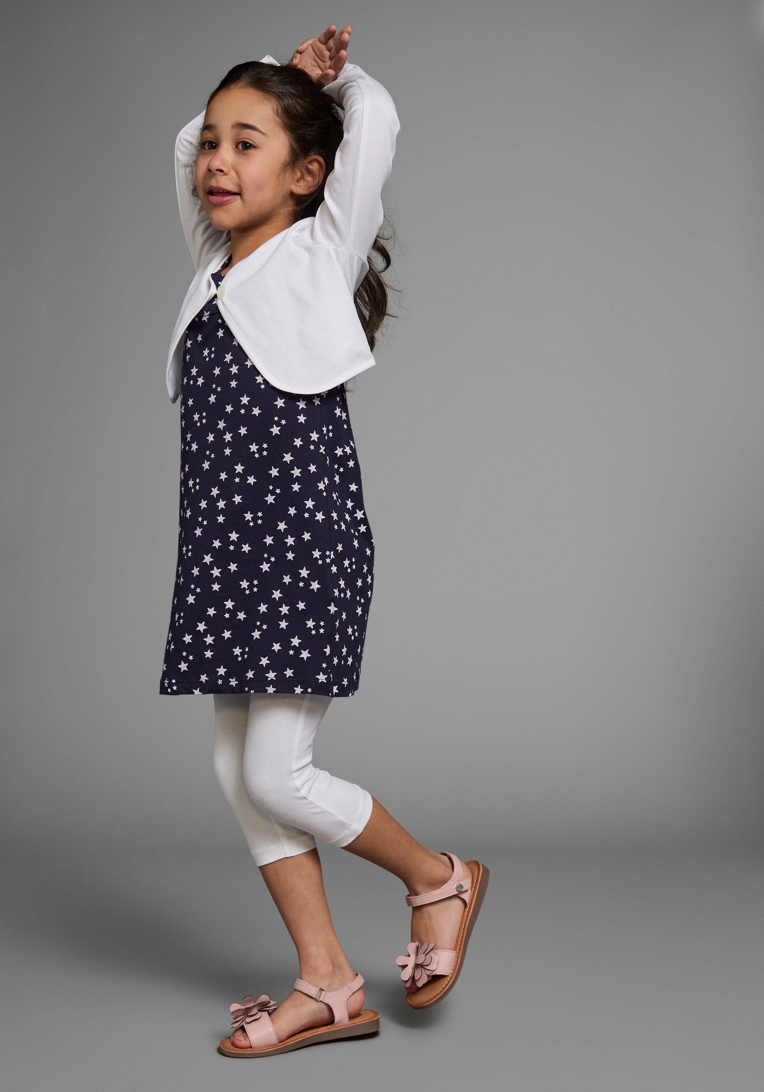 KIDSWORLD Bolero, jurk & legging 3-delig set, compleet outfit met sterrenpatroon (set, 3-delig)