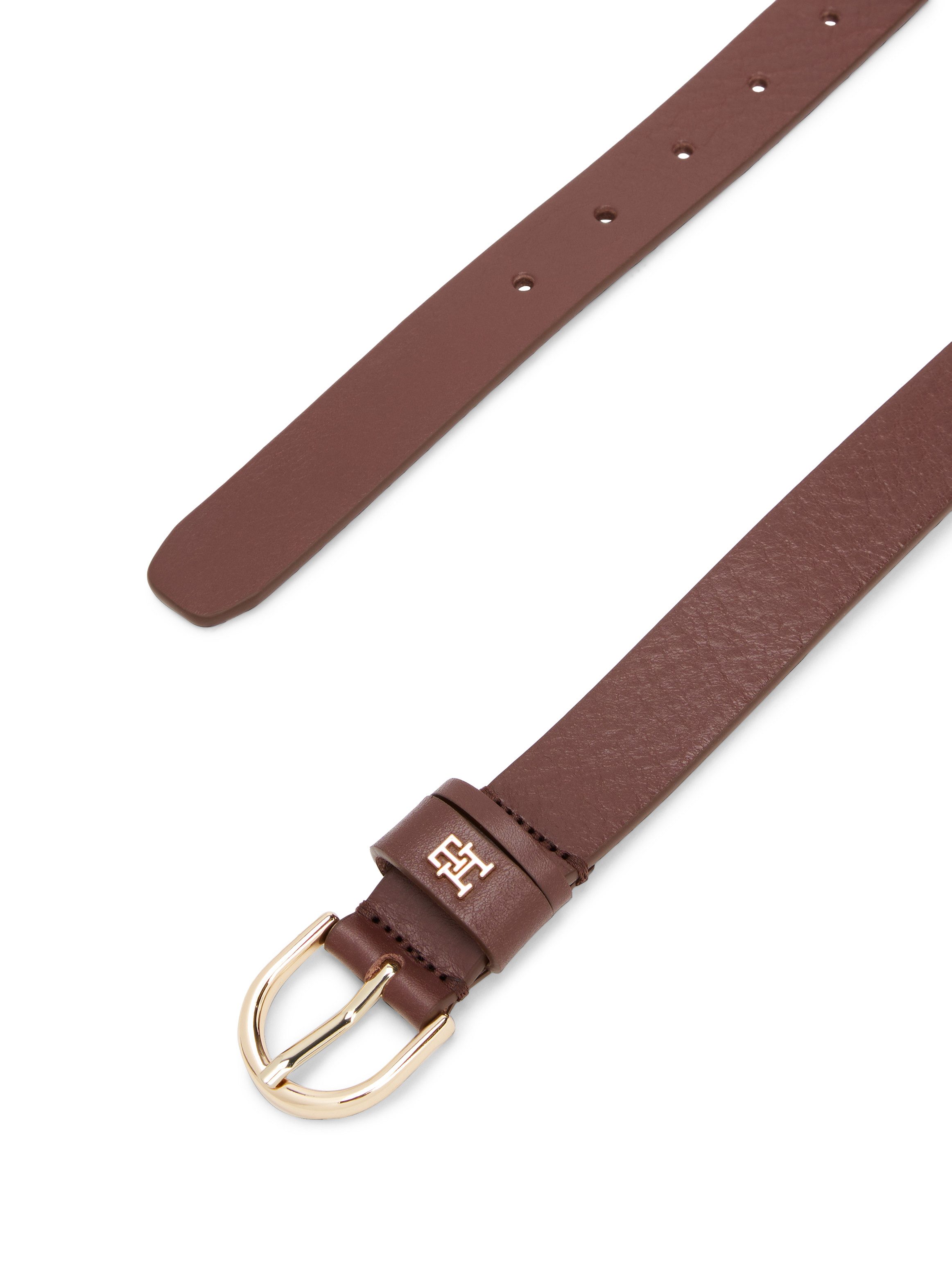Tommy Hilfiger Leren riem ESSENTIAL EFFORTLESS 2.5 GOLD Logo-embleem, zachte haptiek, ovale eenvoudige pin sluiting