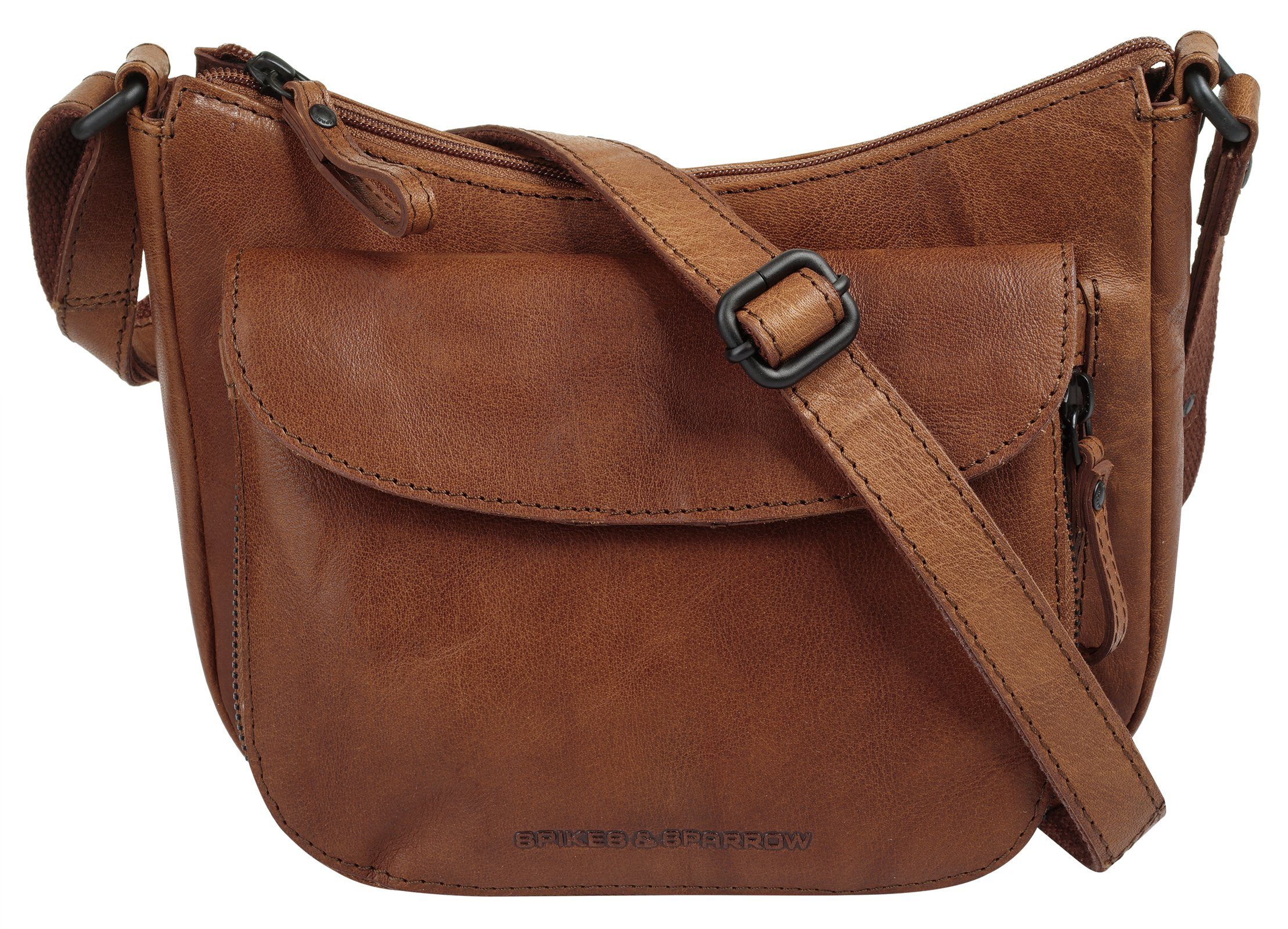 Spikes & Sparrow Schoudertas echt leder dames tassen bruin
