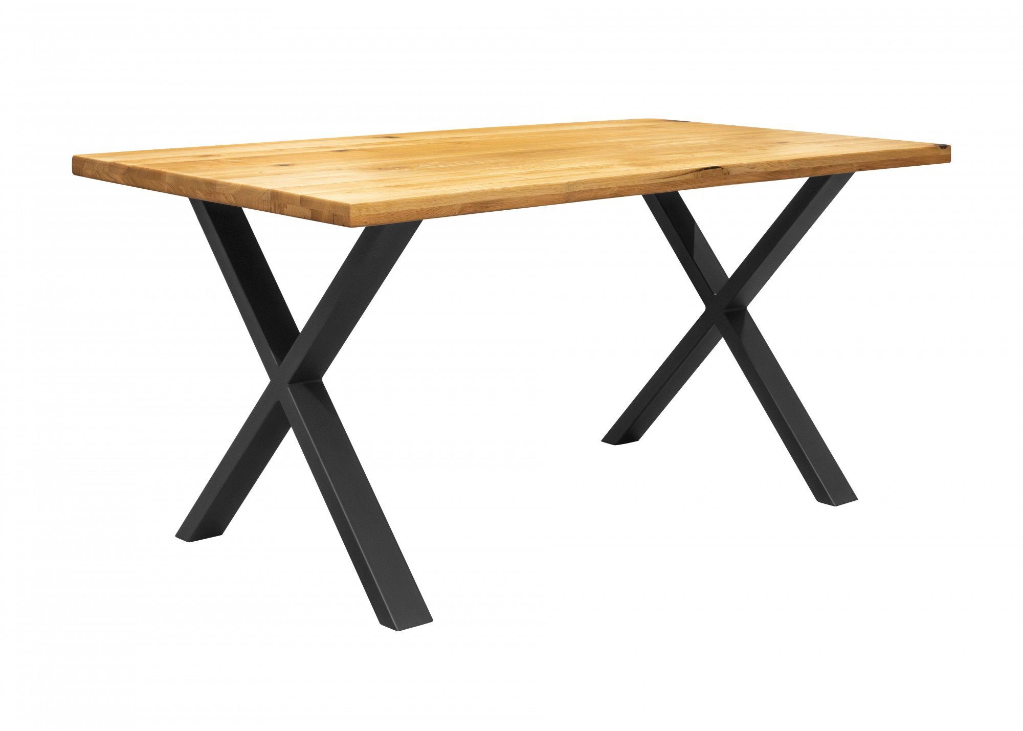 Home affaire Eettafel Dark blue Eiken massief hout en poedercoated metalen poten