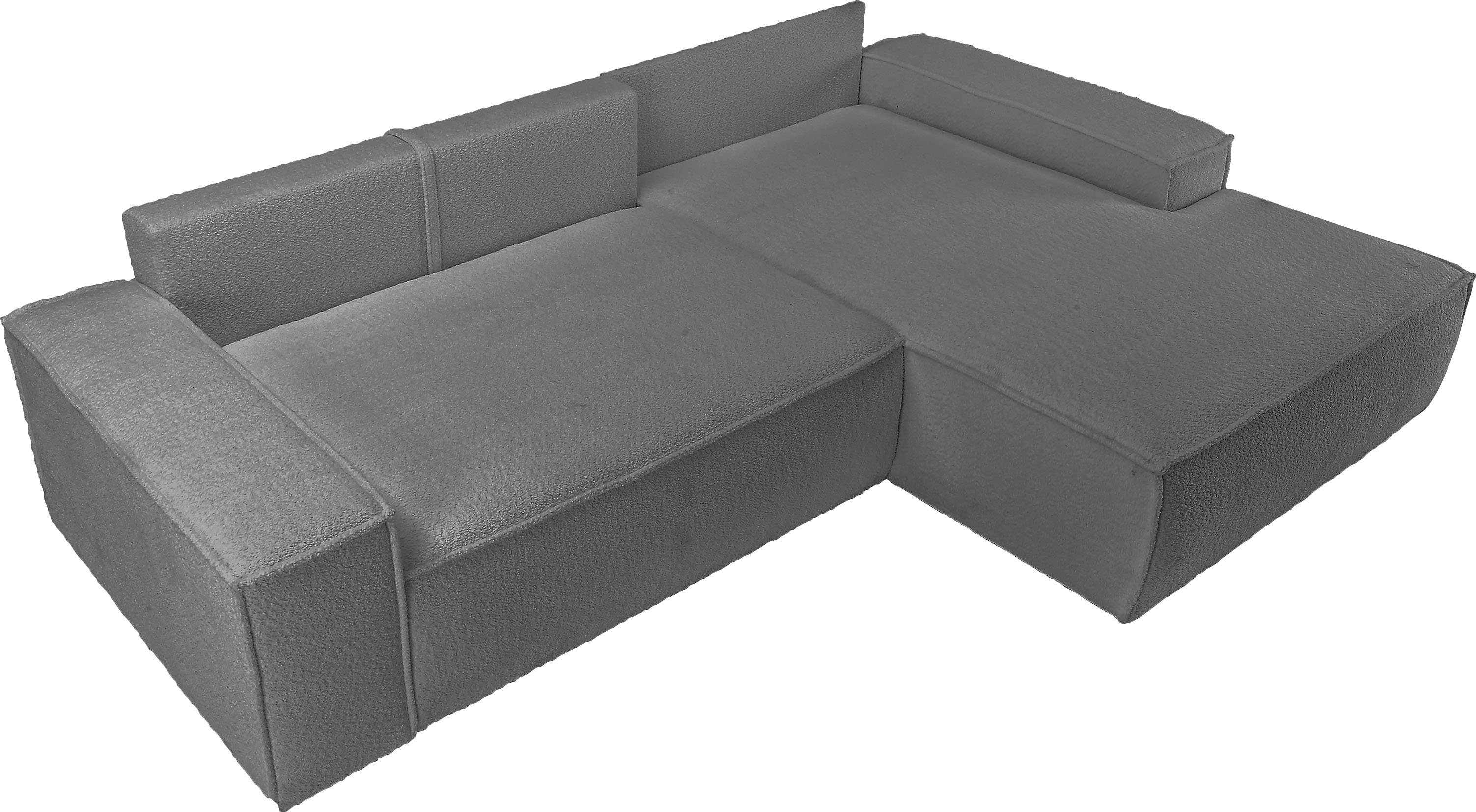 andas Hoekbank Finnley slaapbank 267 cm in Bouclé, fijne structuur en cord, L-vorm