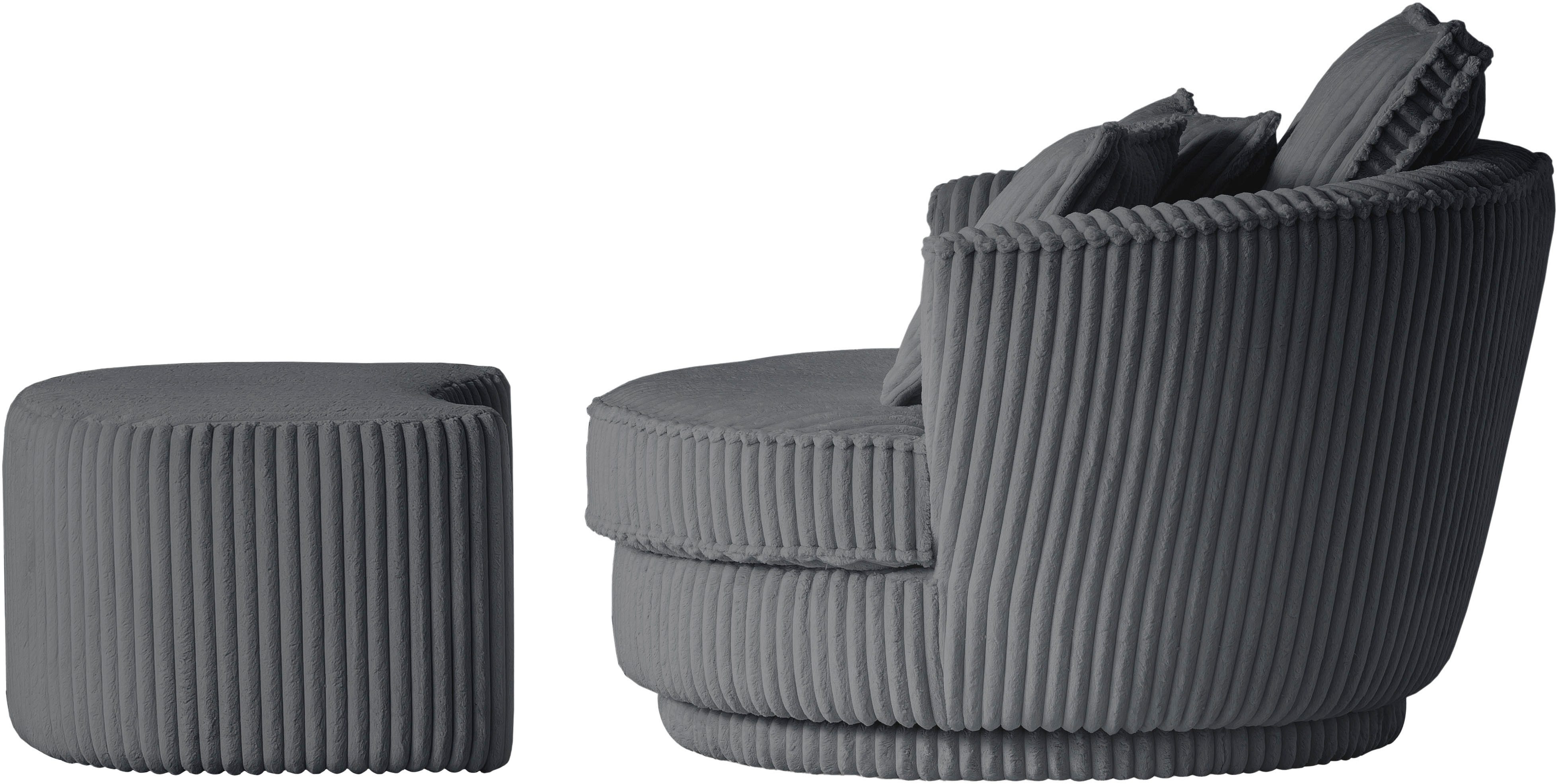 Leonique Draaibare fauteuil MAISIE, Love Seat XXL leesfauteuil, grote fauteuil met poef(2 stuks)