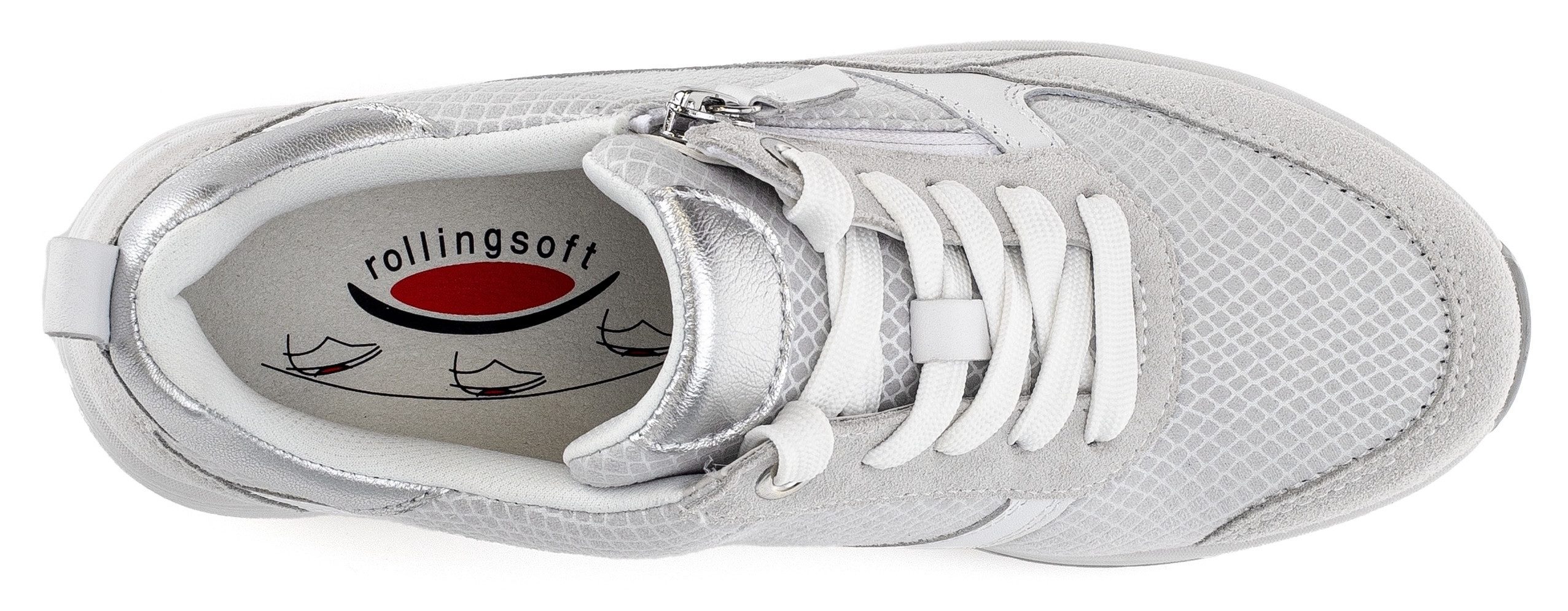 Gabor Rollingsoft Sneakers met sleehak , vrijetijdsschoen, lage schoen, veterschoen met verwisselbaar voetbed