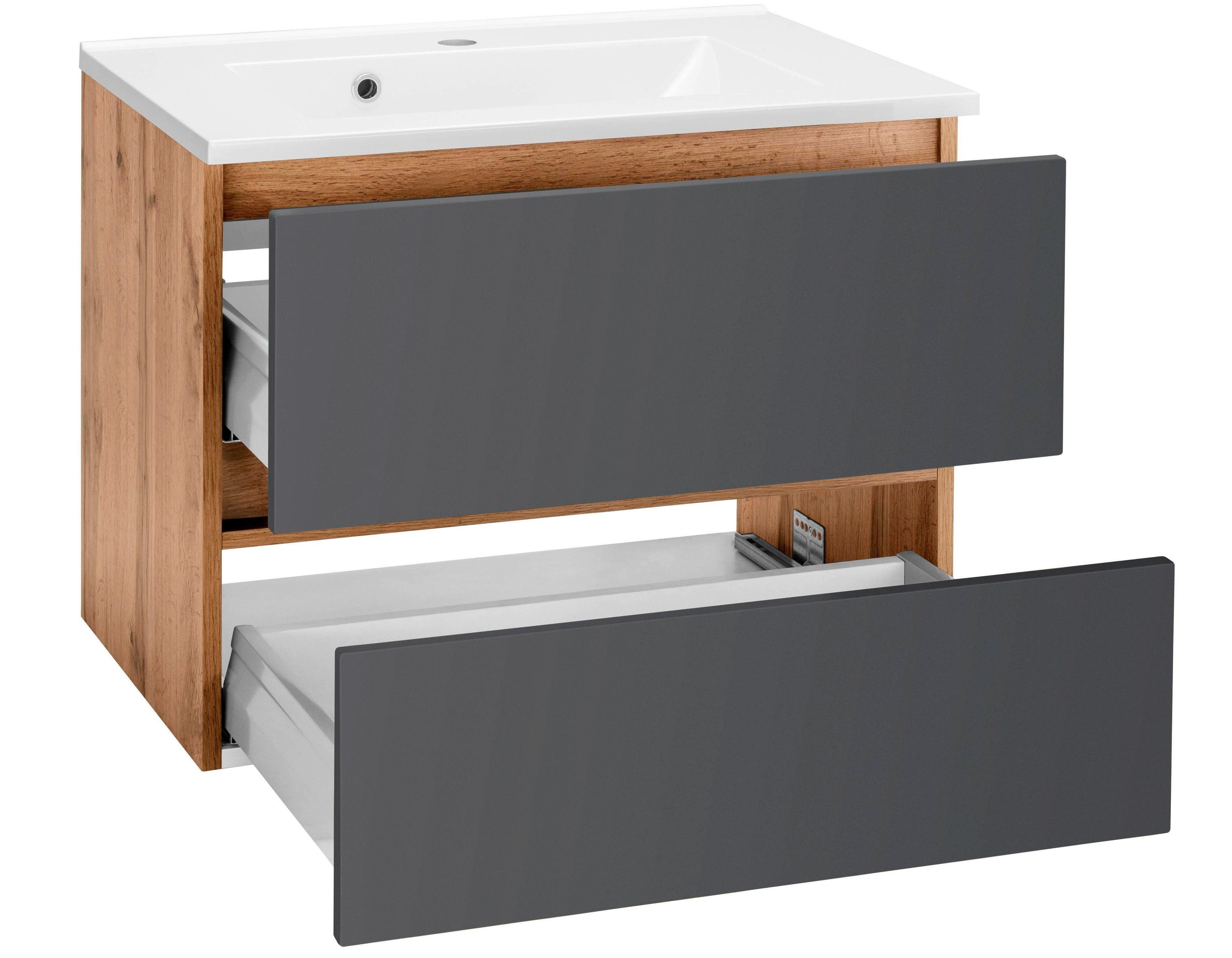 welltime Wastafelonderkast Lucca Badkamermeubel, wastafelonderkast inclusief wasbak, breedte 60 cm