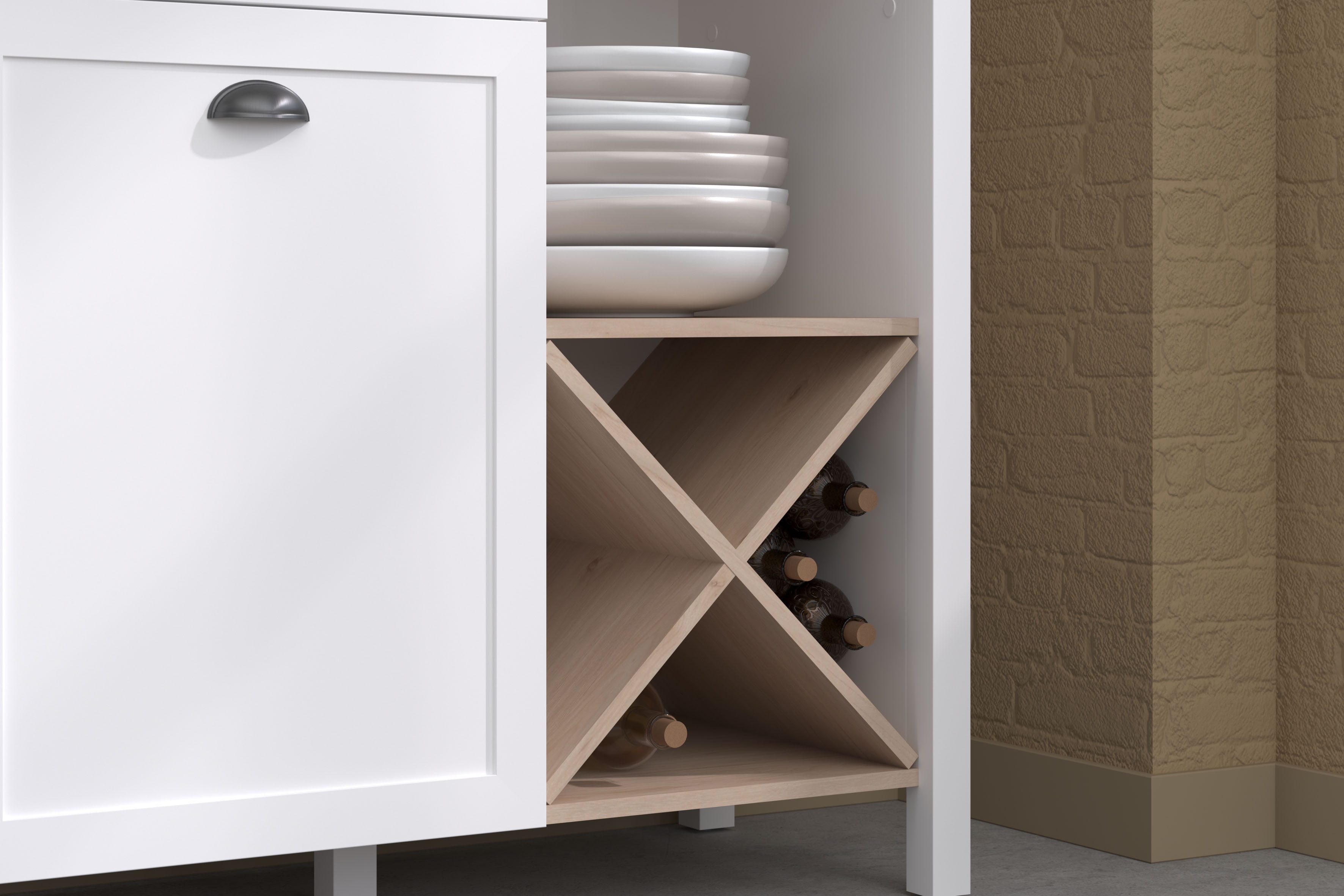 Parisot Buffetkast Cottage 11 Veel opbergruimte, flessenrek, metalen handgrepen, MDF, melamine gecoat (1 stuk)