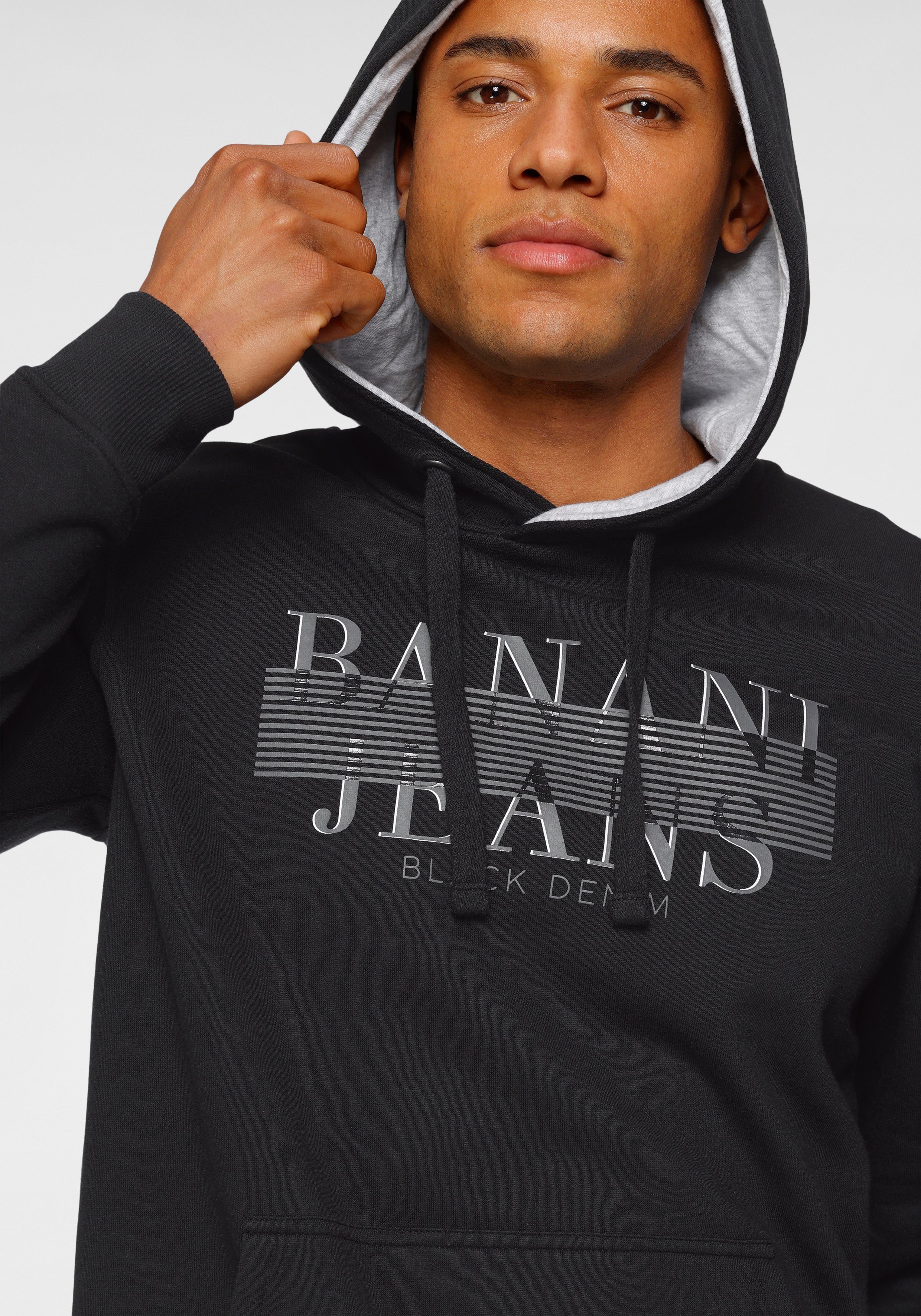 Bruno Banani Hoodie smalle pasvorm, bedrukt ontwerp, van katoenmix