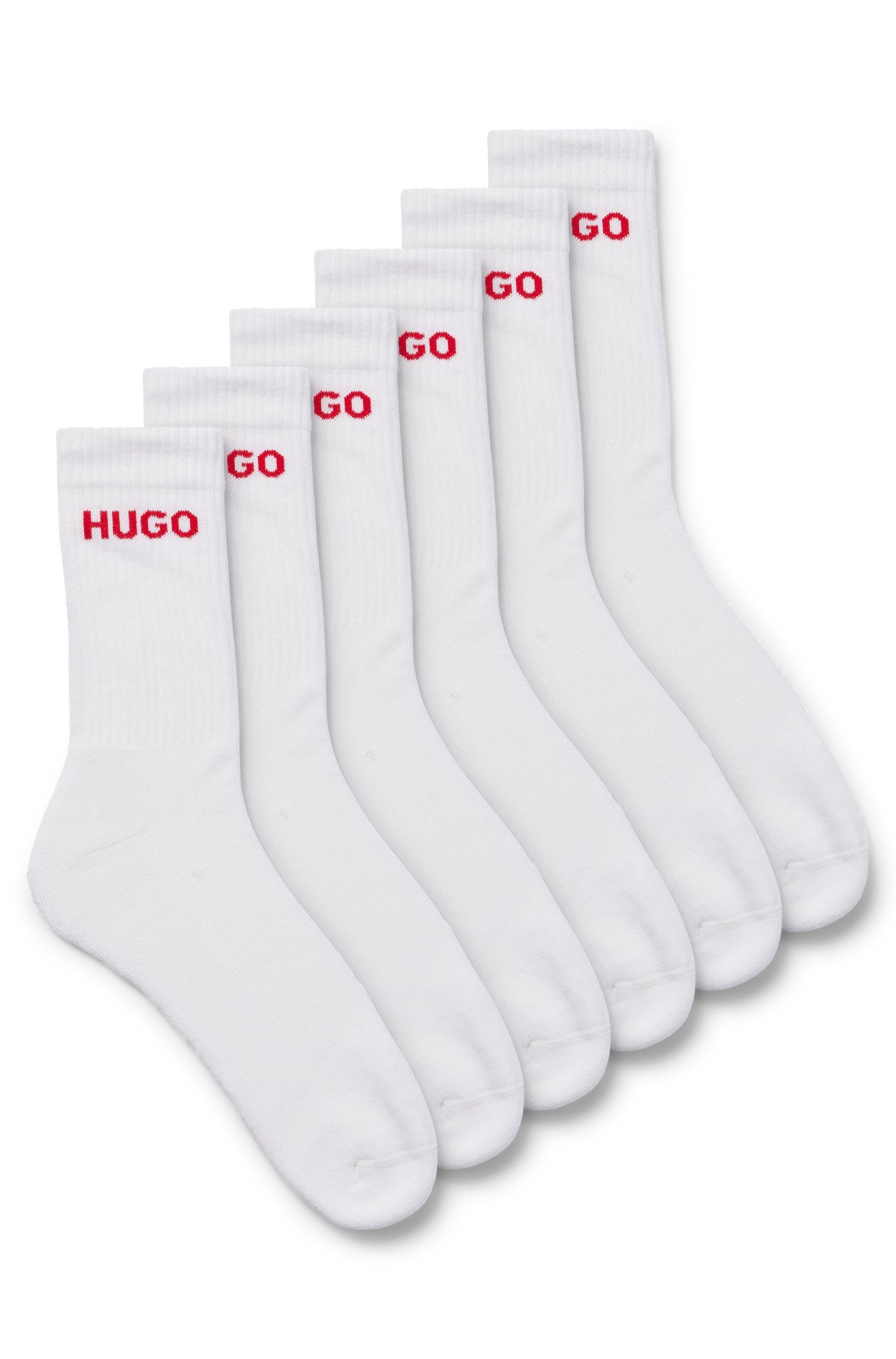 HUGO underwear Sokken 6P QS RIB LOGO CC met gebreid hugo logo (6 paar, Set van 6) heren sokken maat 43 wit