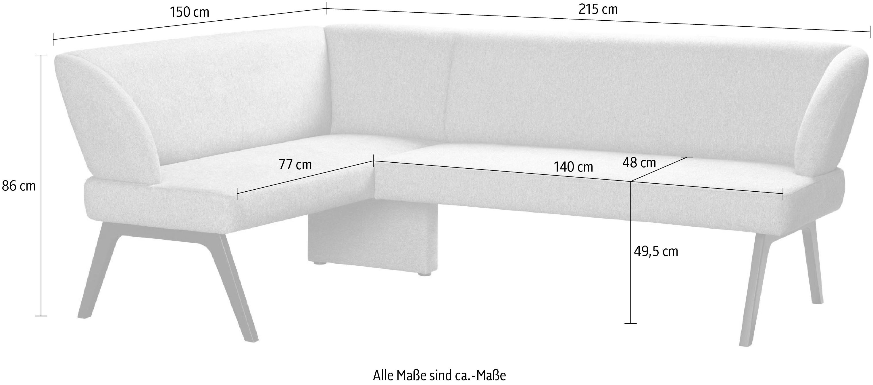 Home affaire Hoekbank Aretha keukenbank, kussenbank, eettafelbank, breedte 215 cm Moderne bank in mooie kleuren, nosagvering, aantal zitplaatsen: 5