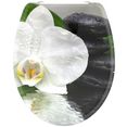 welltime toiletzitting white flower hoogwaardige afneembare premium-toiletdeksel met soft-closemechanisme, breukbestendig en krasvast, met een snelsluiting, geschikt voor alle gebruikelijke toiletten, motief orchidee met zen-stenen wit