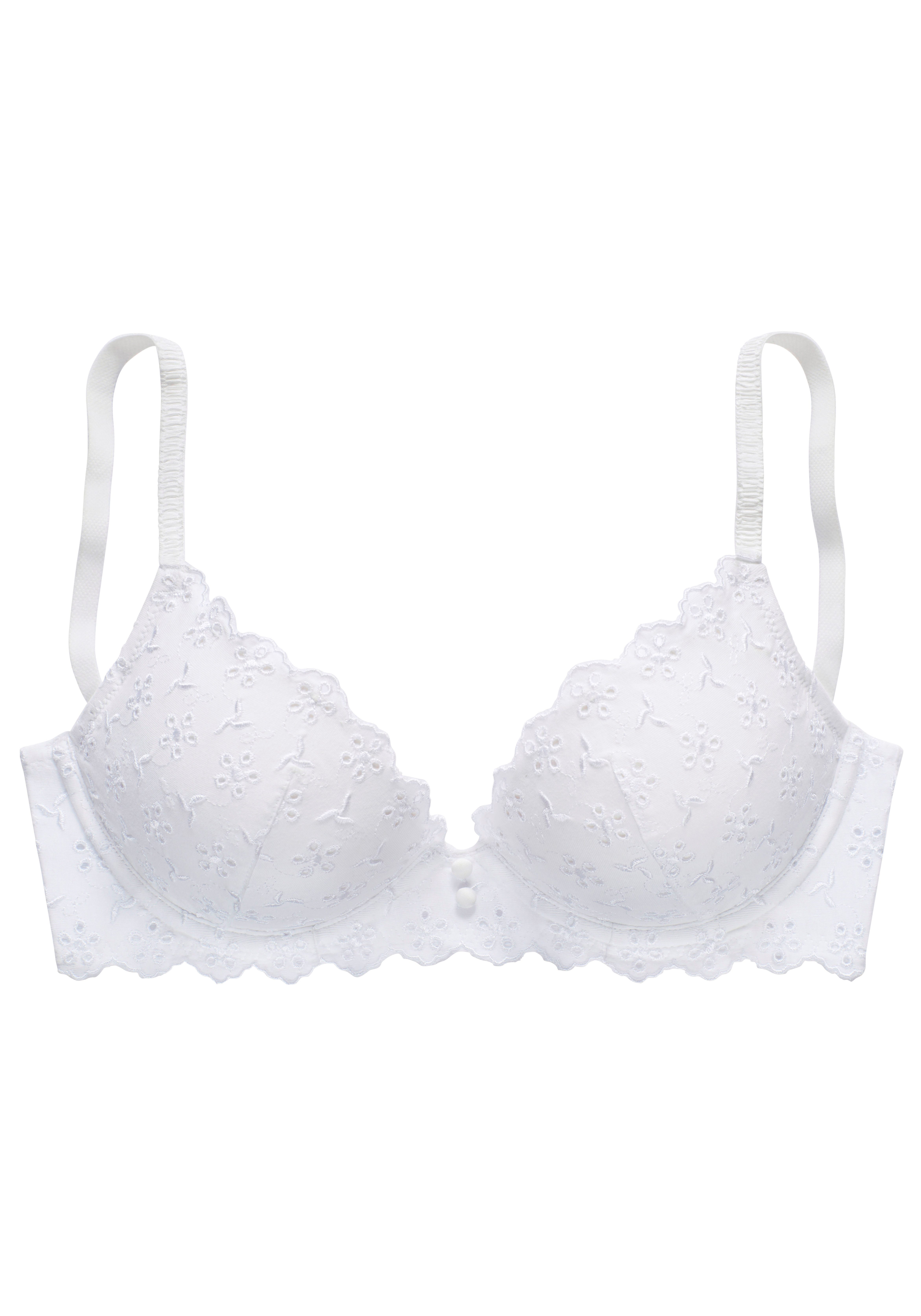 Vivance Push-up-bh met beugel van zacht katoen met gaatjesborduur, sexy lingerie