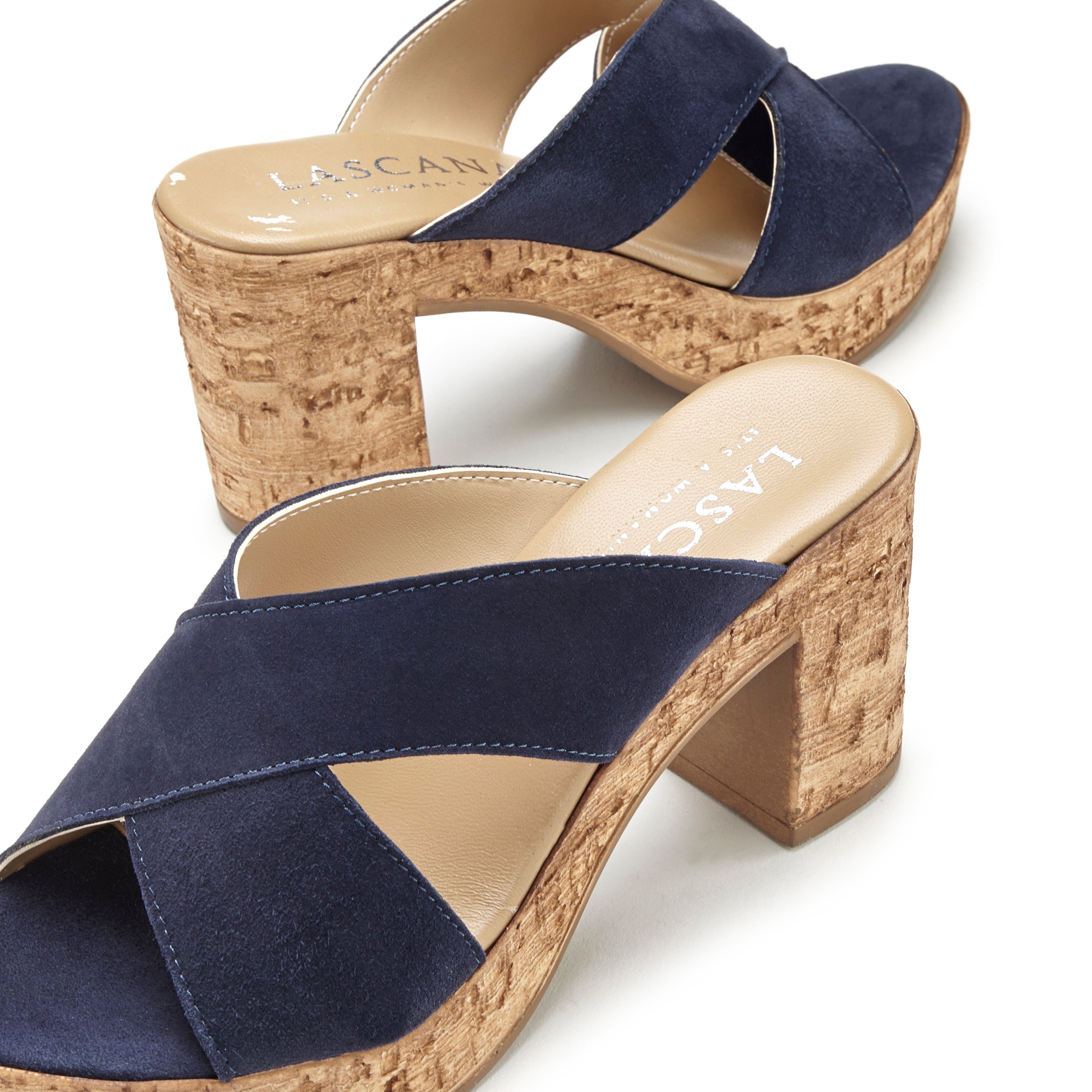 Lascana Slippers Mule, sandaal, open schoen van leer met blokhak
