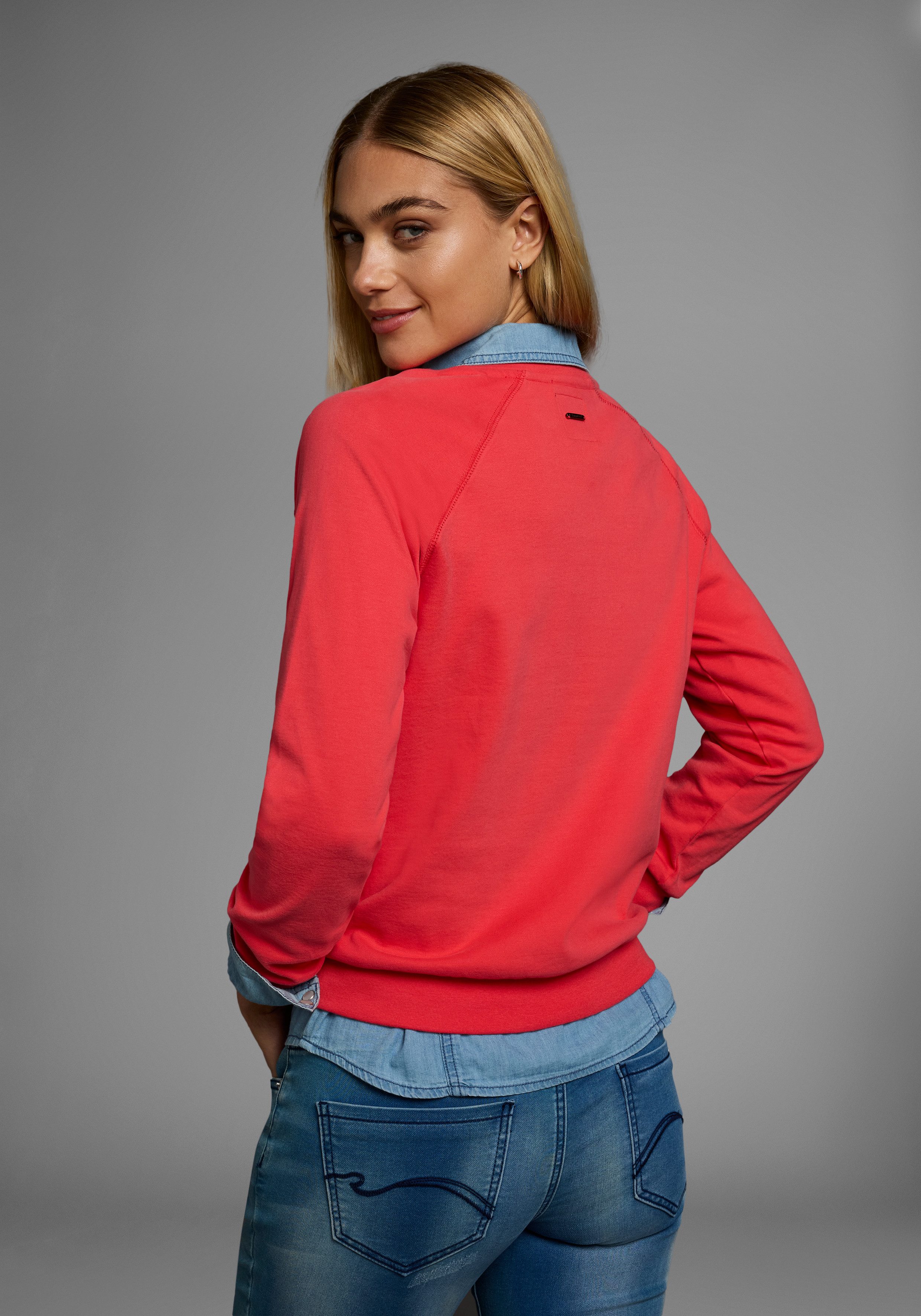 KangaROOS Sweatshirt Lange mouwen, figuurvolgende snit, met print, ronde hals