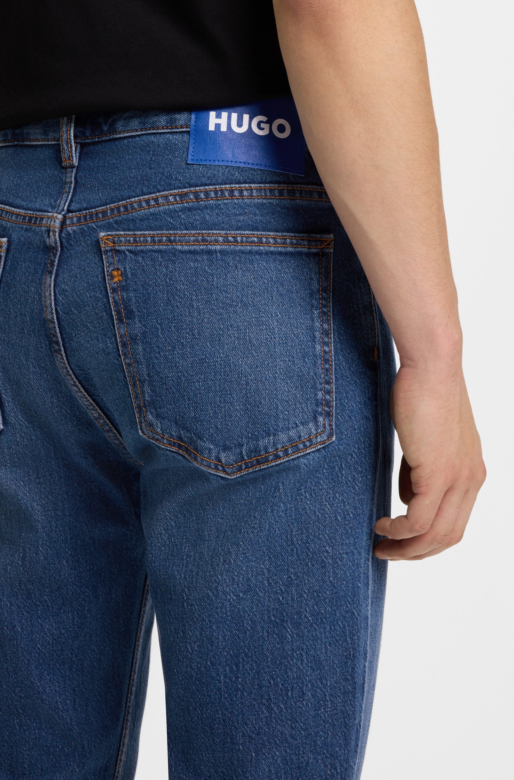 HUGO Blue Slim fit jeans Ash met stone-washed-finish