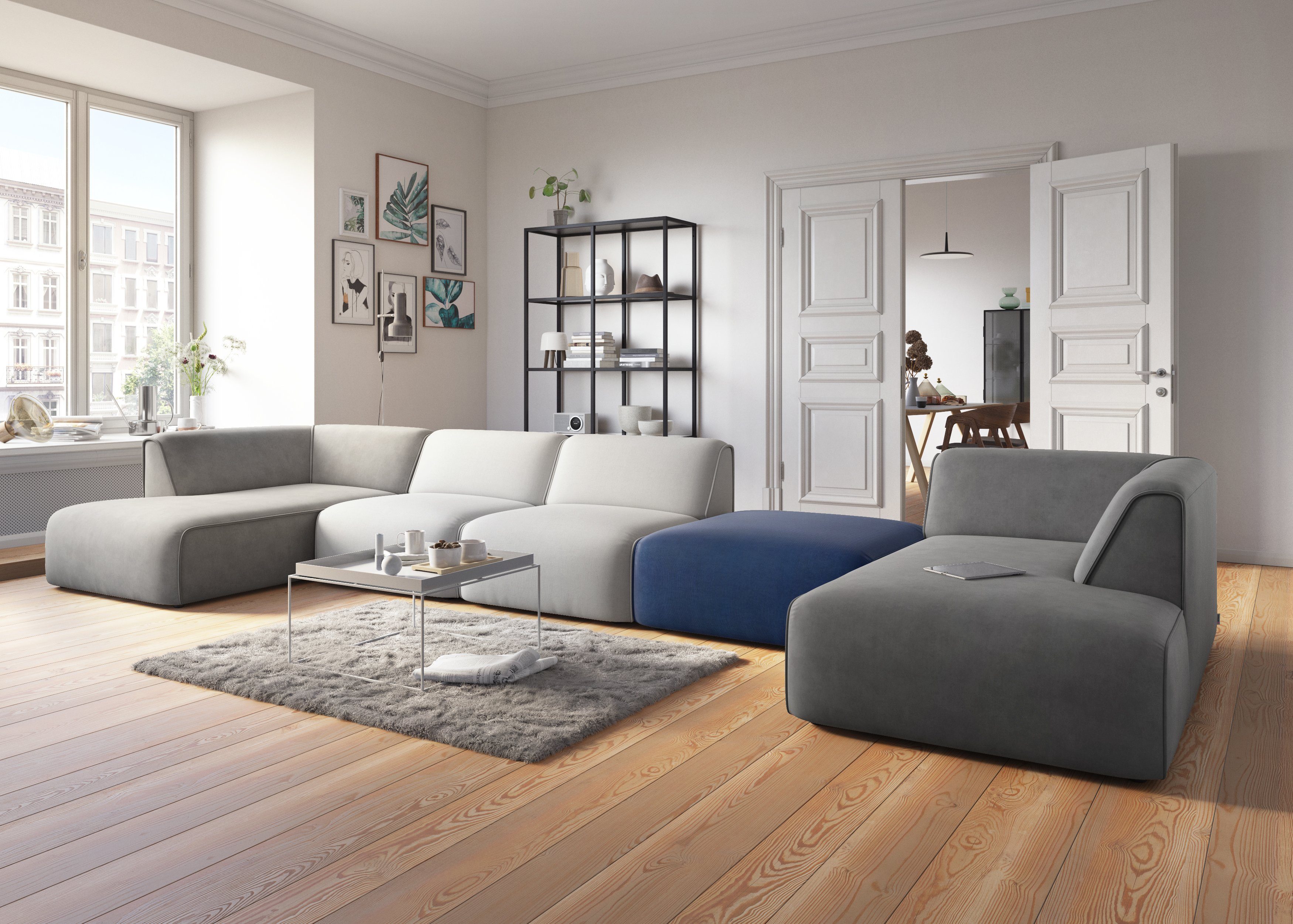 RAUM.ID Fauteuil Merid sofa-middenelement, afmetingen B/D/H: 84/97/46 cm als module of apart te gebruiken, voor individuele samenstelling