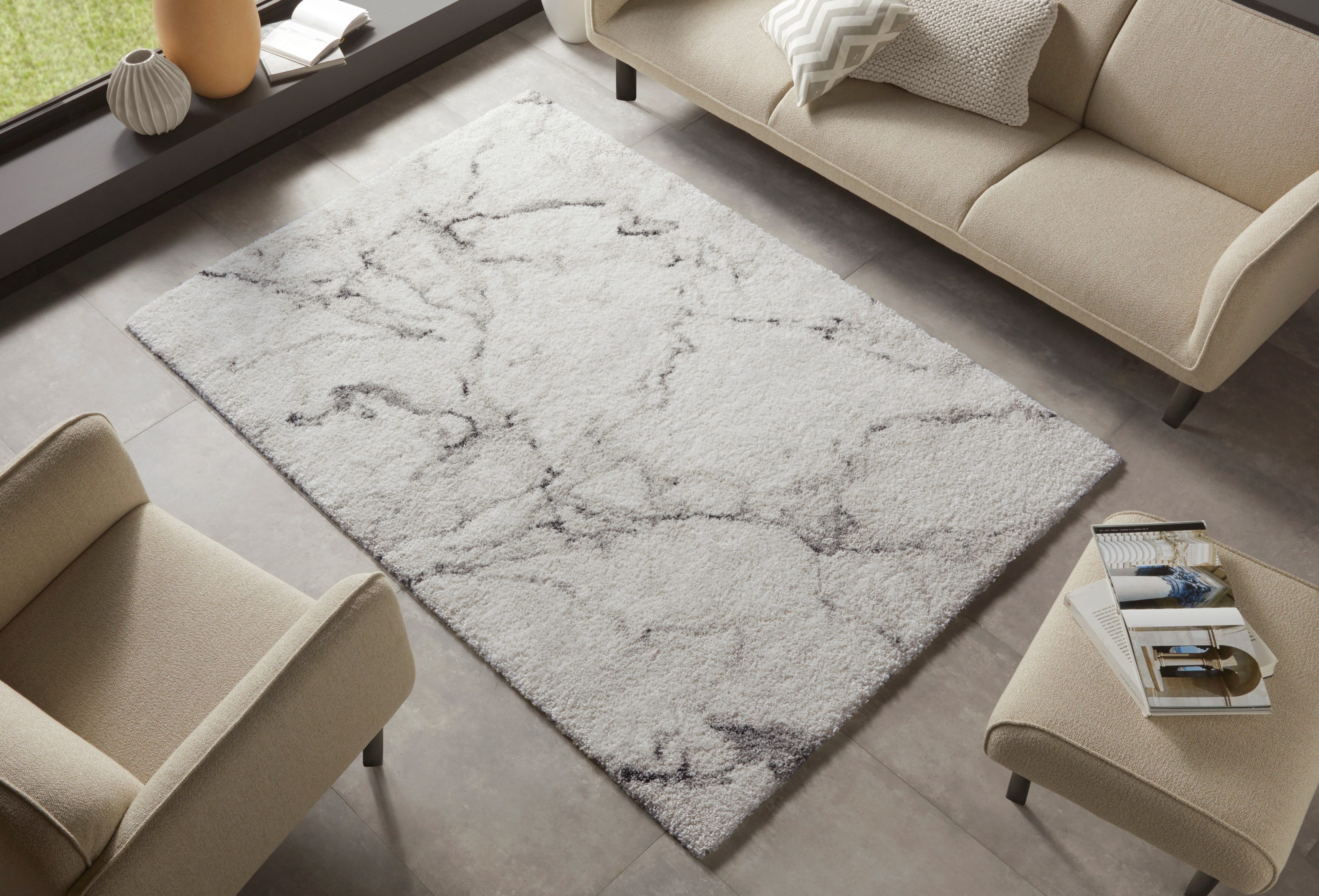 HANSE Home Hoogpolig vloerkleed MAYRIN Hoge pool, vloerkleed, shaggy, flokati, zacht, marmer-look, woonkamer