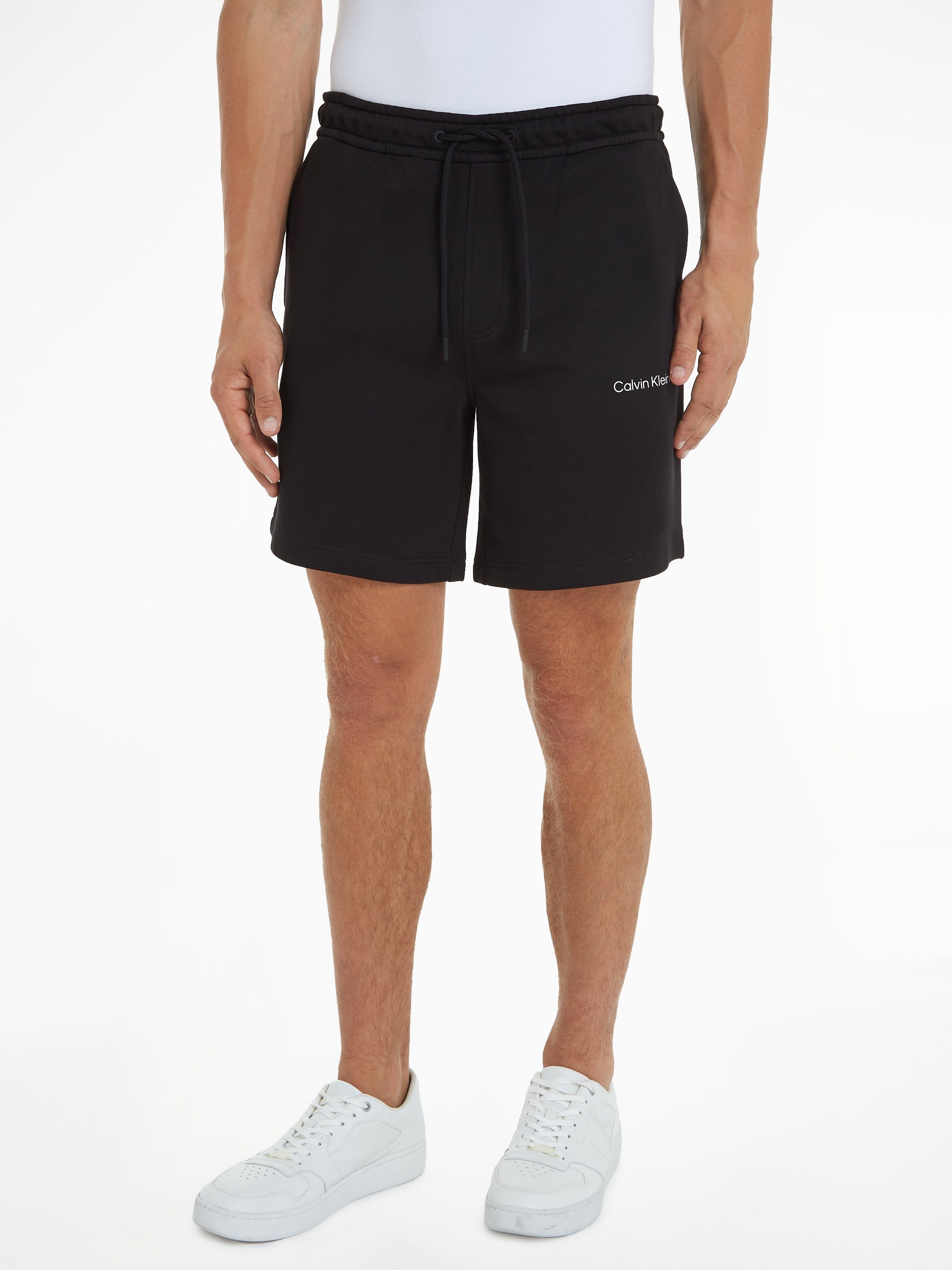 Calvin Klein Jeans Zwarte Shorts met Logo Print voor Heren Black Heren