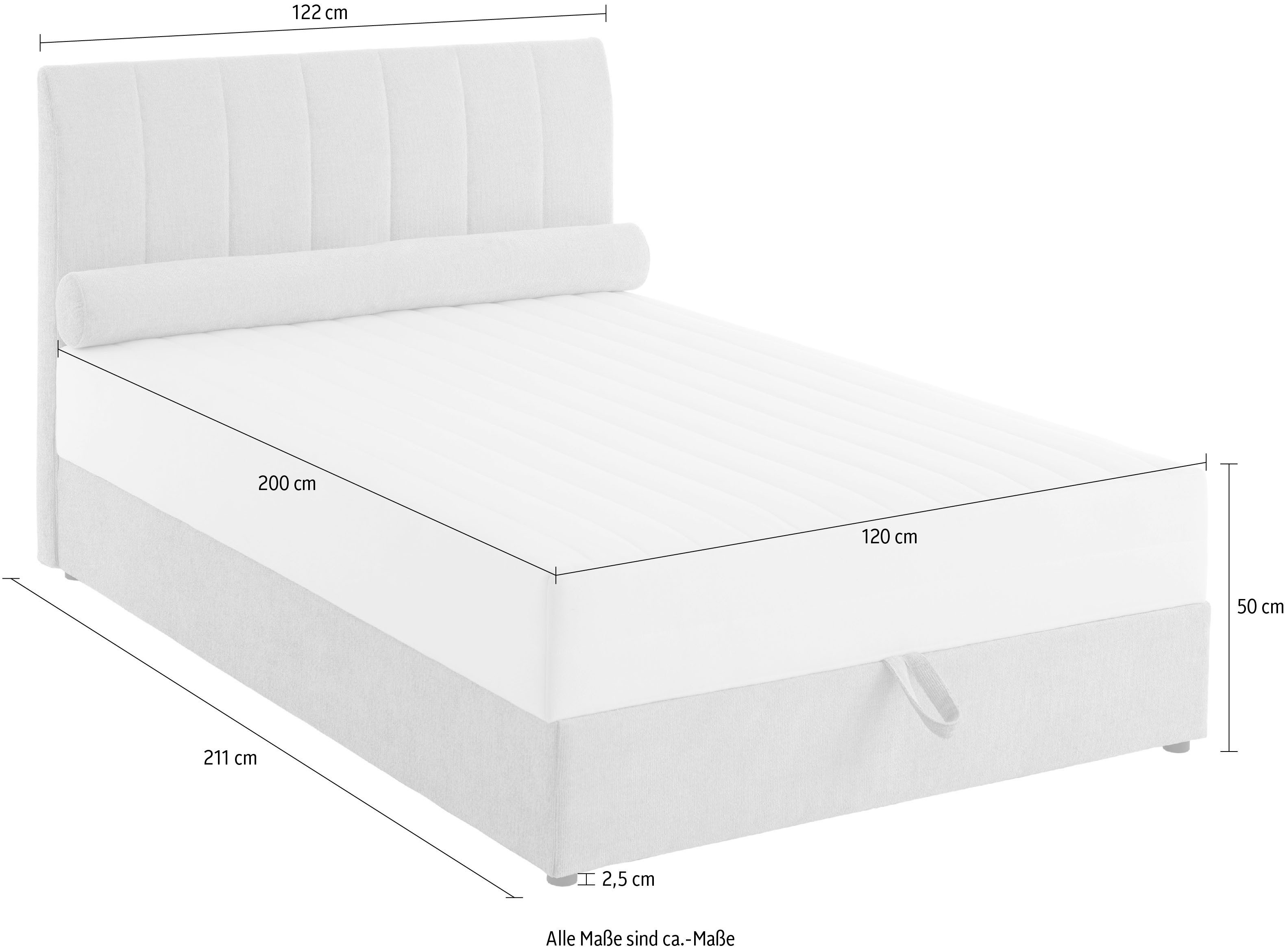 ATLANTIC home collection Boxspring ALISIA Met pocketvering, bedlade en kussenrol in originele bekleding
