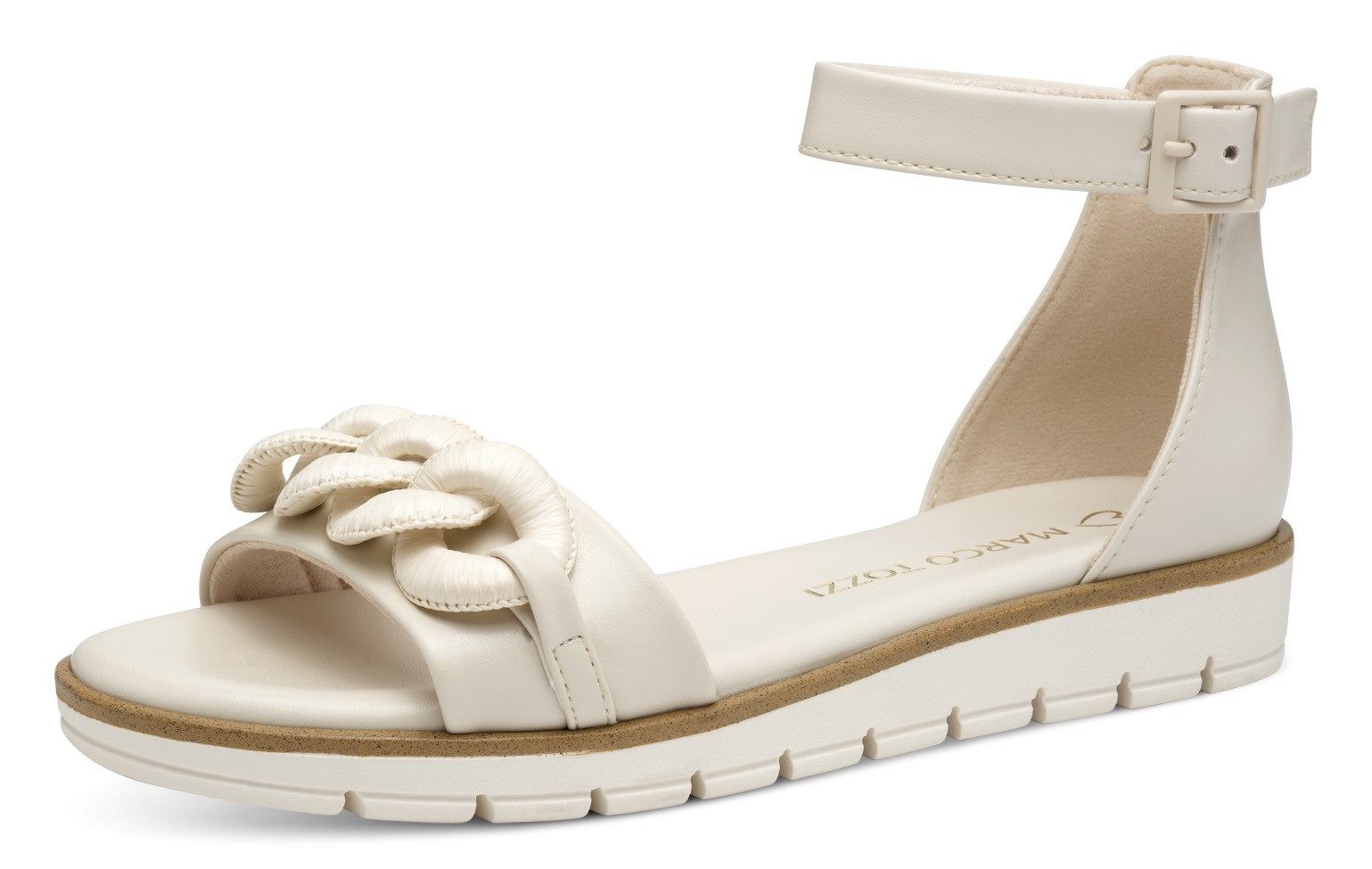 Marco Tozzi Sandalen , sleehak, zomerschoen, sandaal, met sierketting in ton-sur-ton