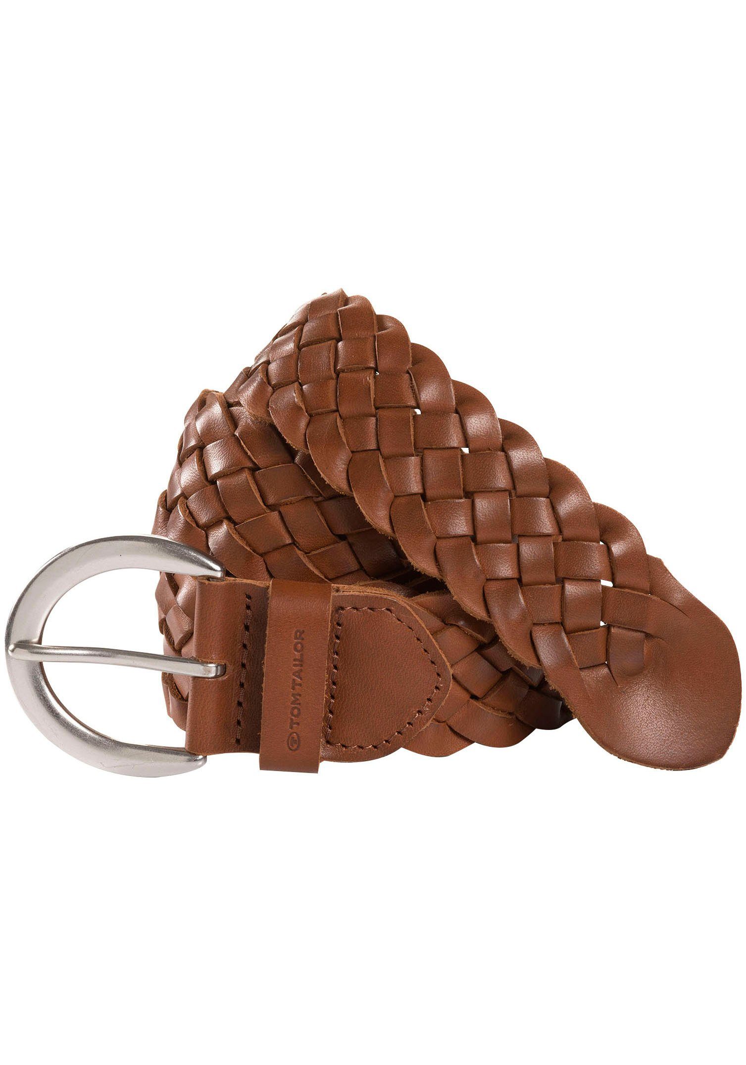 Tom Tailor Gevlochten riem TTLISA 4 cm brede damesriem, vlechtleren riem, modieuze must-have dames gevlochten riemen maat 115 bruin