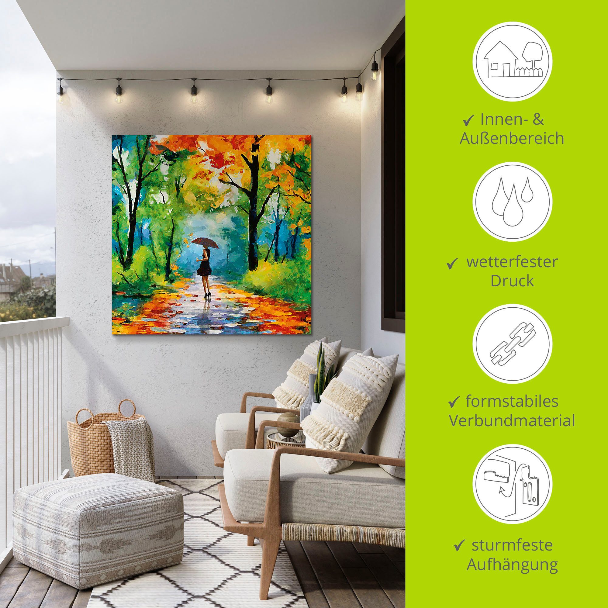 Artland Artprint Herfstige wandeling in het park als artprint van aluminium, artprint voor buiten, artprint op linnen, poster, muursticker