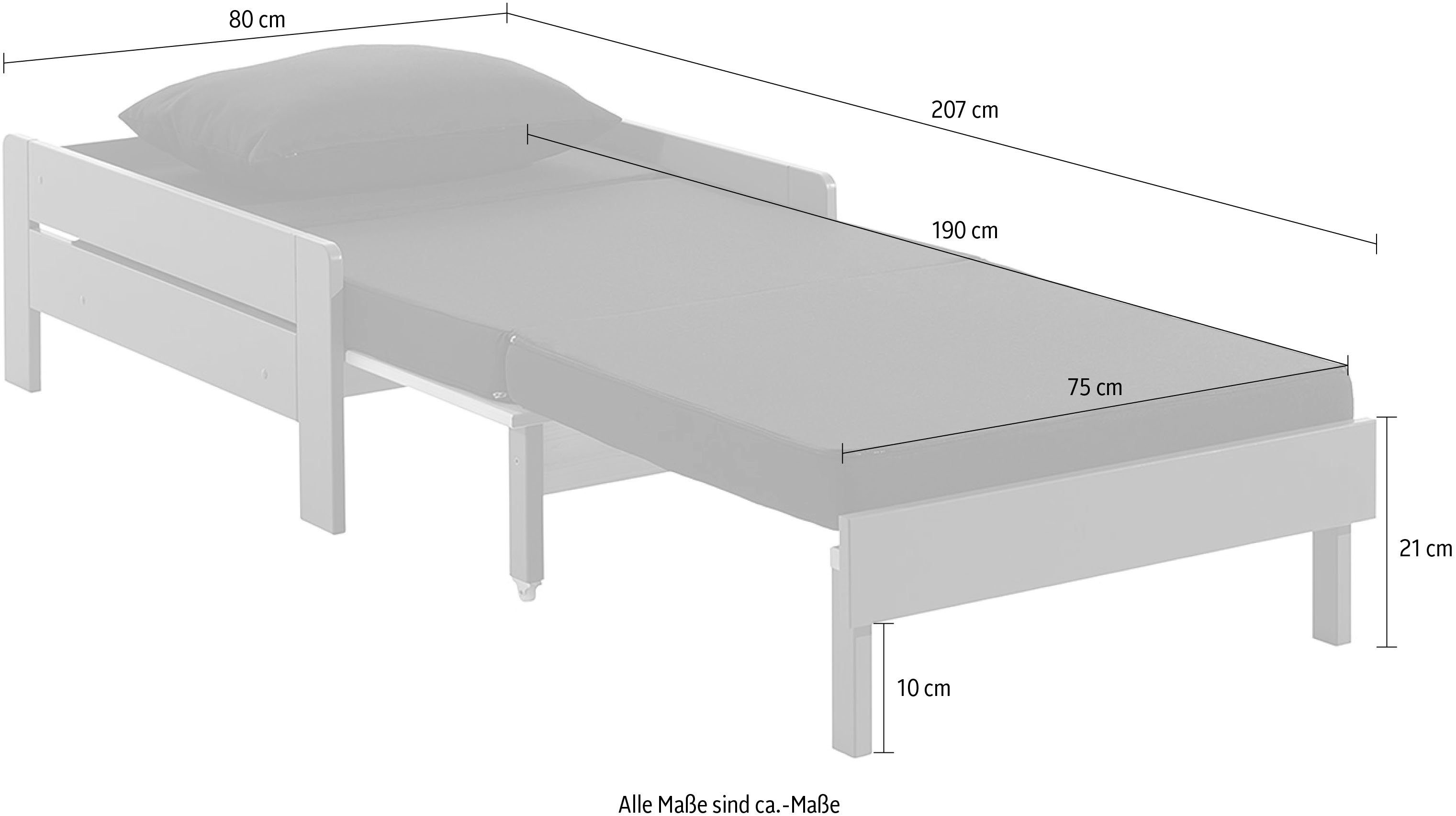 Vipack Kinderbed Pino, fauteuil met uitschuiffunctie en kussen 1-persoons, fauteuil, uitklapbaar tot logeerbed