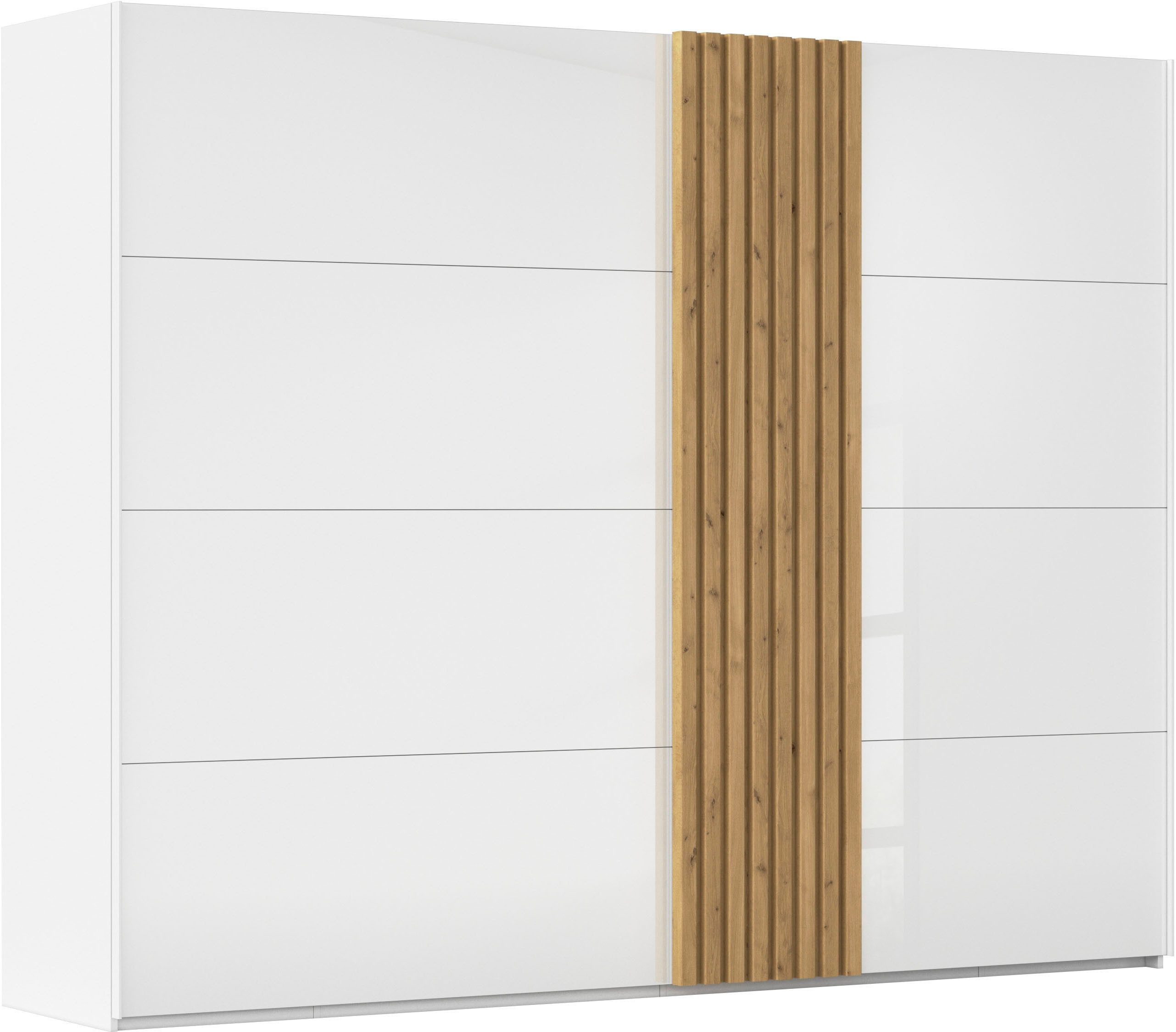 rauch Schuifdeurkast Kledingkast kast garderobe linnenkast TEGIO met hoogwaardige houtdecoratie en glazen front made in germany zweefdeurkasten maat