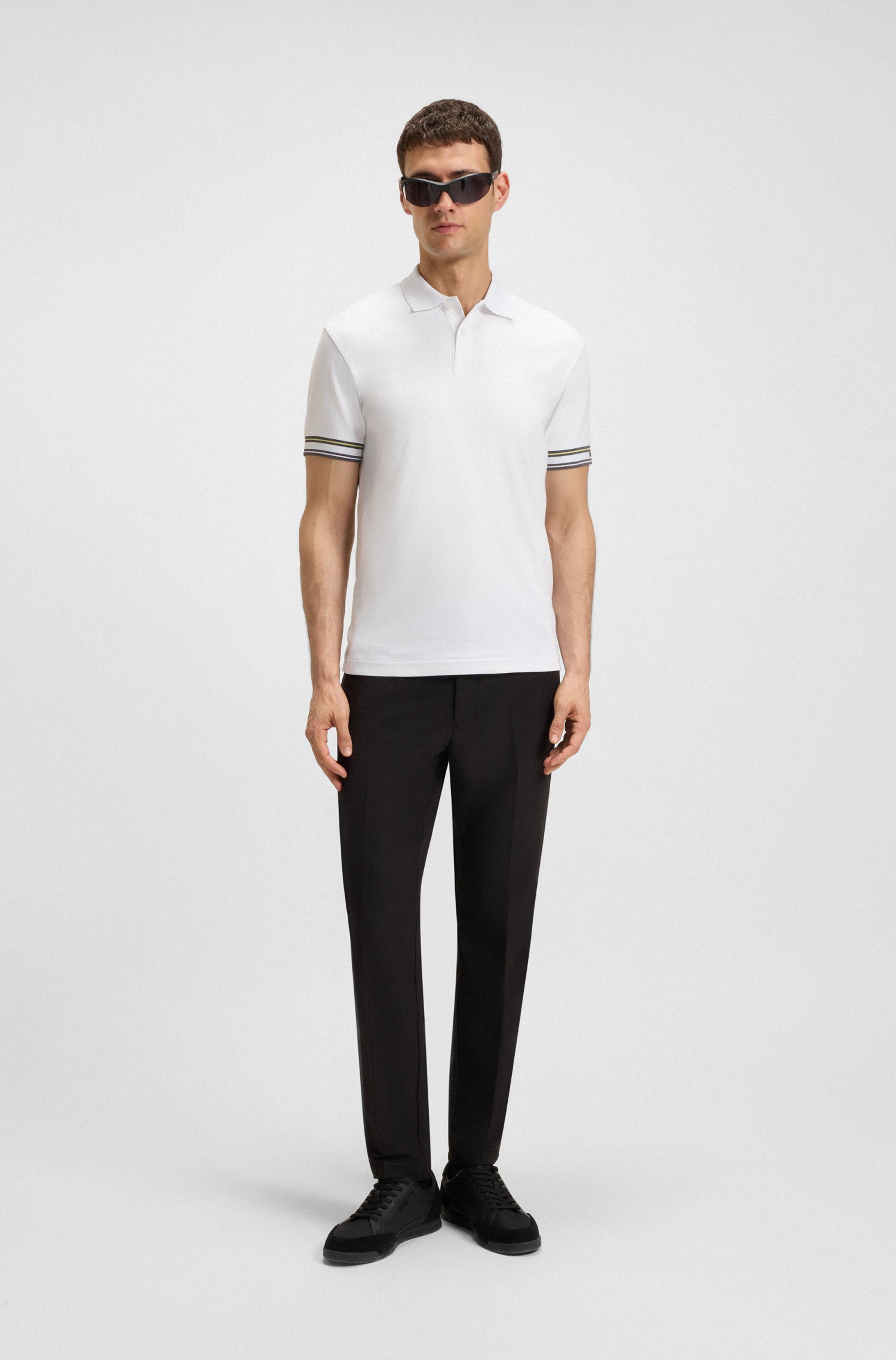 BOSS GREEN Poloshirt Polo Zone met piqué-strepen en een logo op de mouw